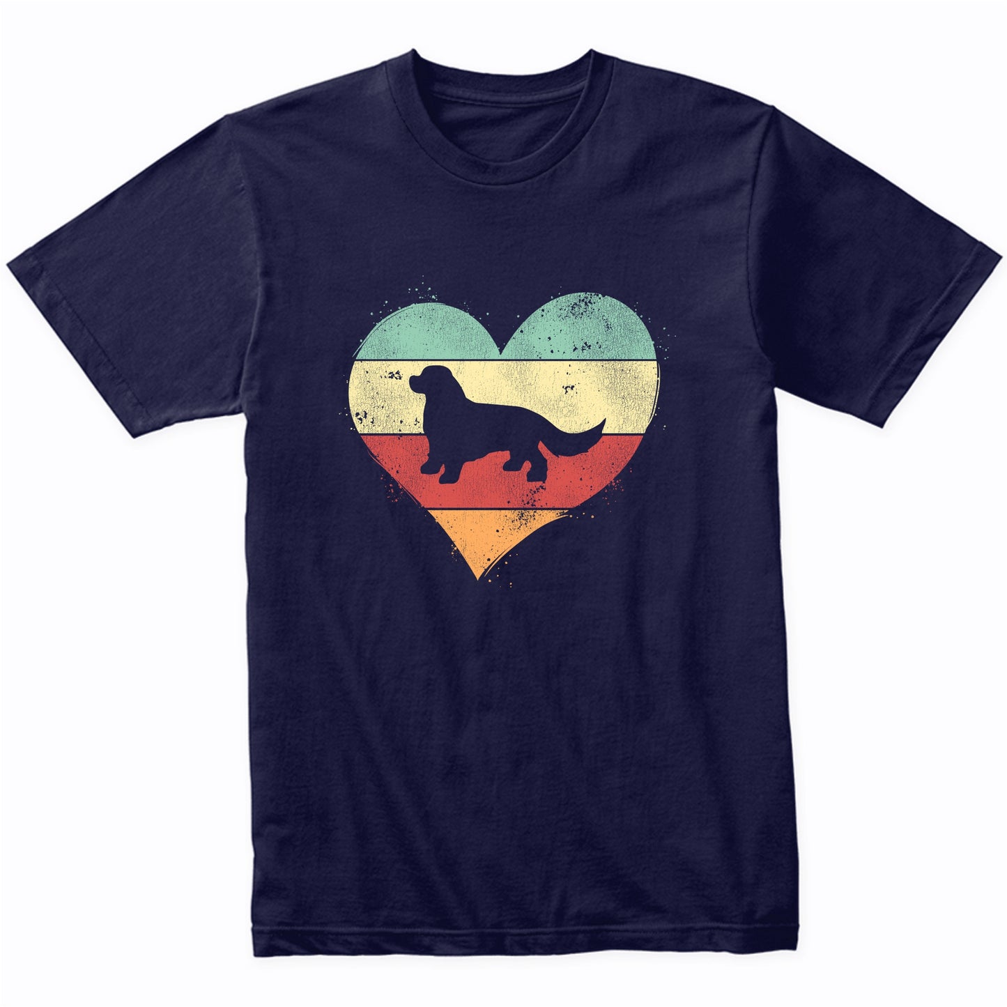 Retro Heart King Charles Spaniel Dog Breed Silhouette Dog Owner Love T-Shirt