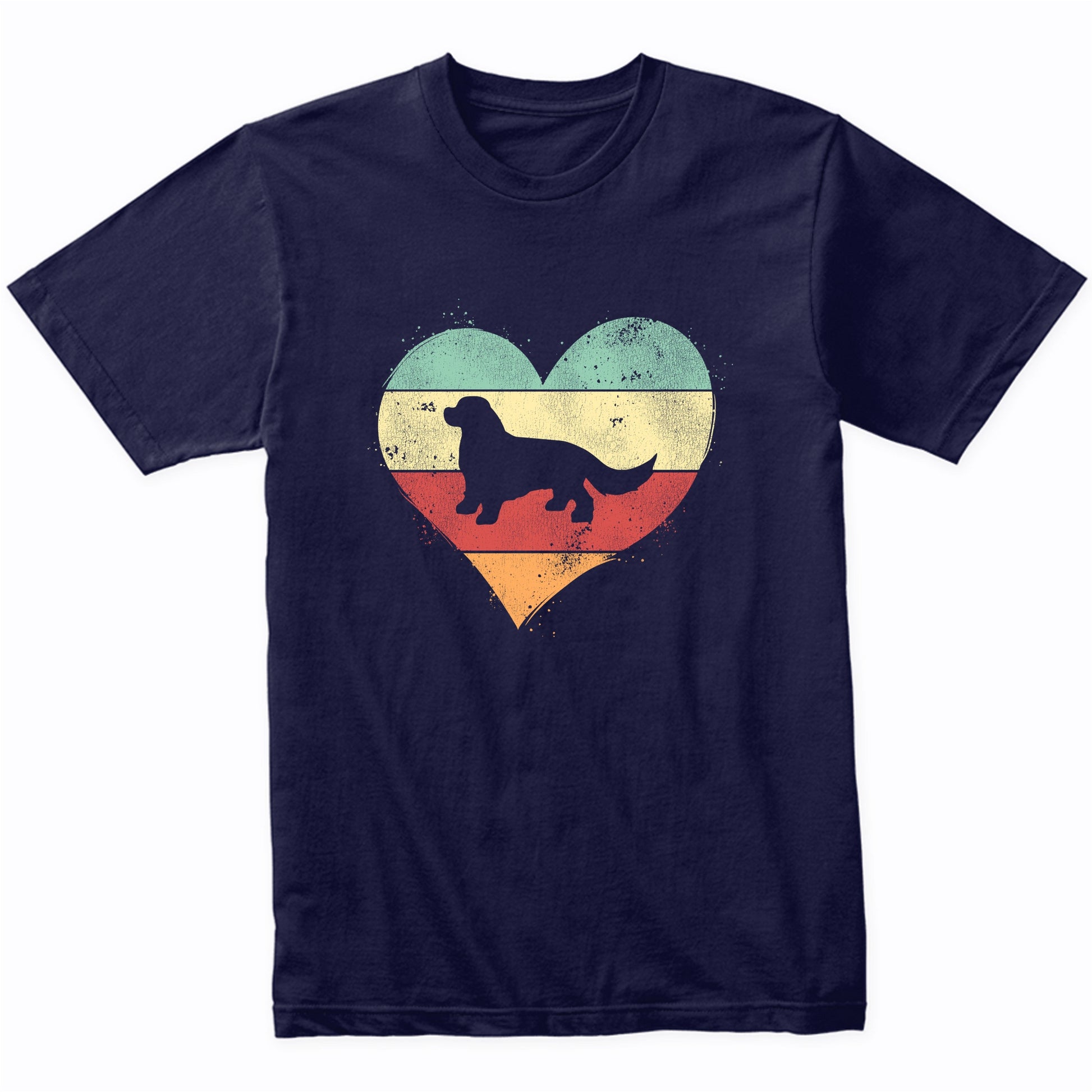 Retro Heart King Charles Spaniel Dog Breed Silhouette Dog Owner Love T-Shirt