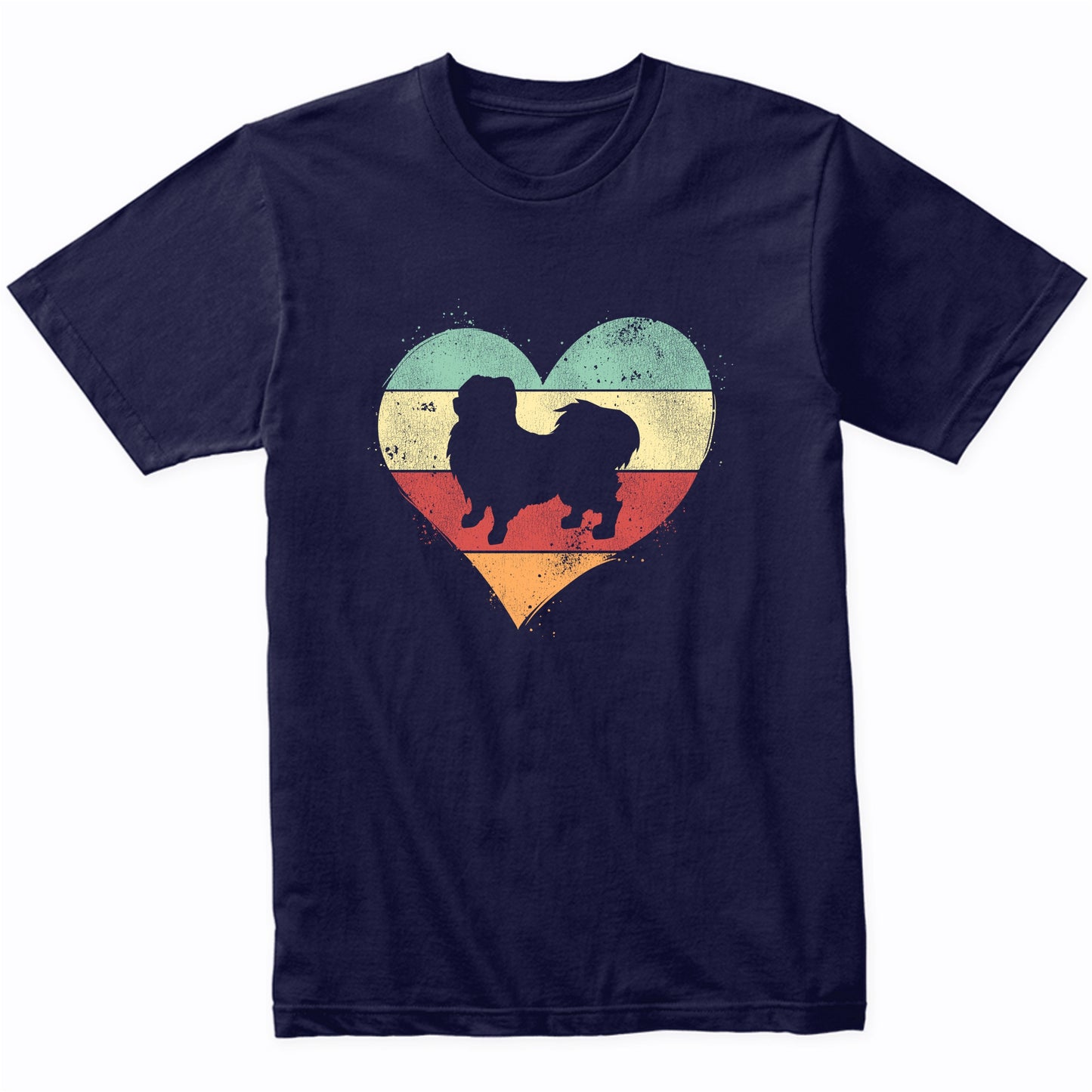 Retro Heart Pekingese Dog Breed Silhouette Dog Owner Love T-Shirt