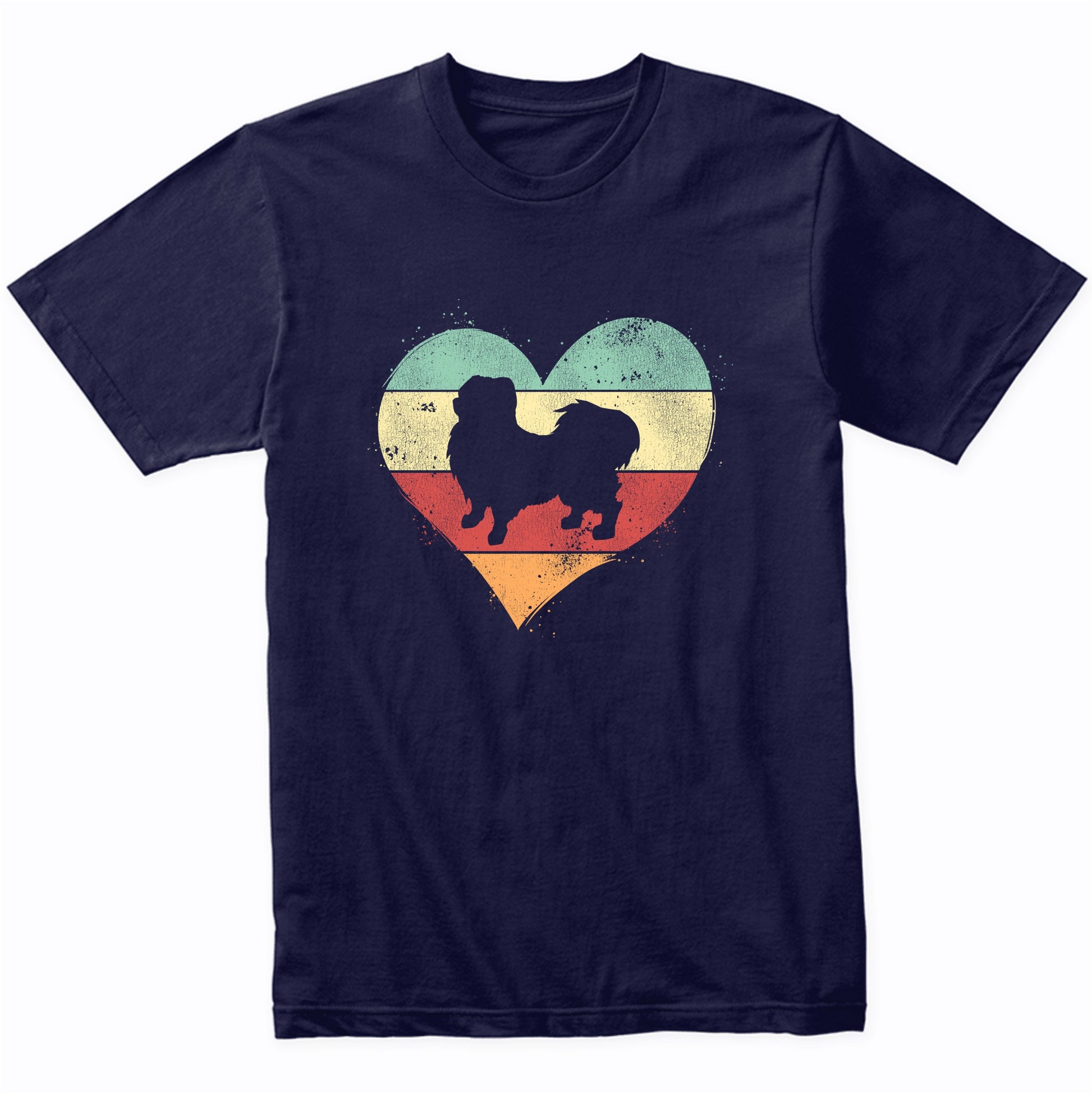 Retro Heart Pekingese Dog Breed Silhouette Dog Owner Love T-Shirt