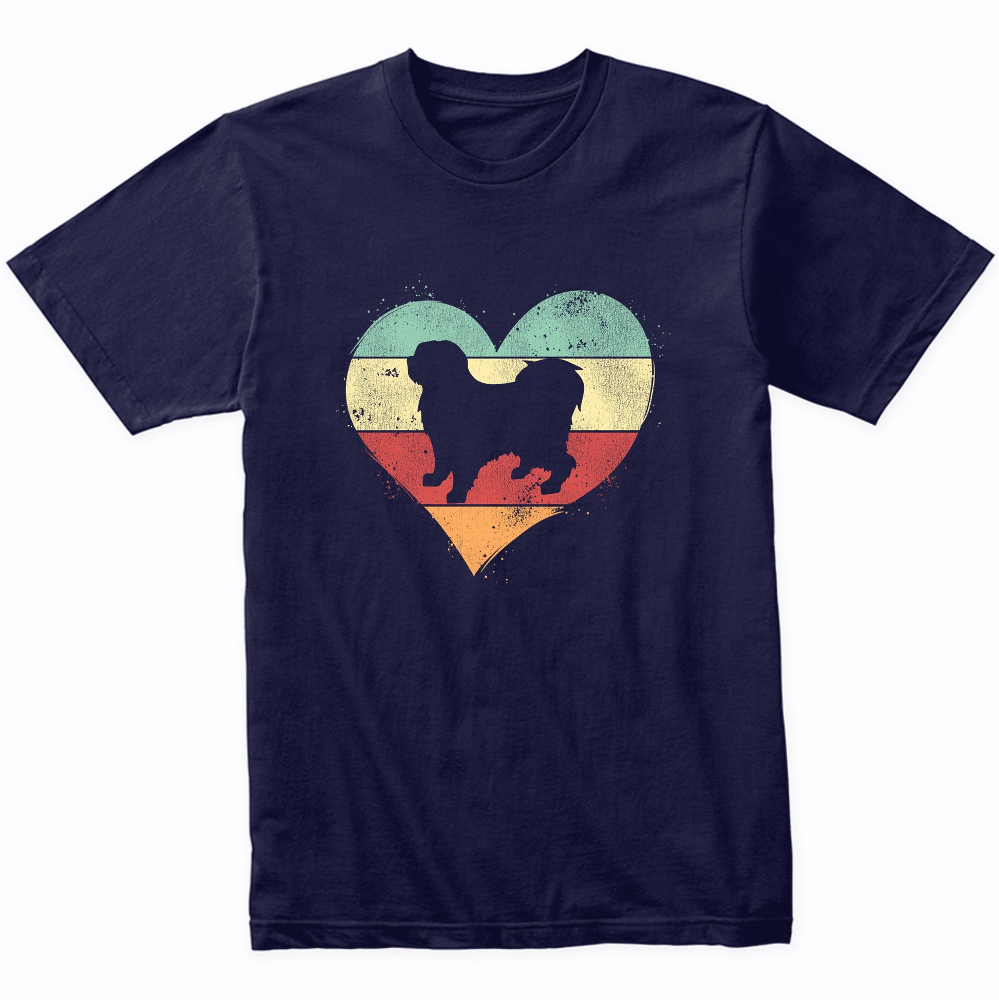 Retro Heart Tibetan Terrier Dog Breed Silhouette Dog Owner Love T-Shirt