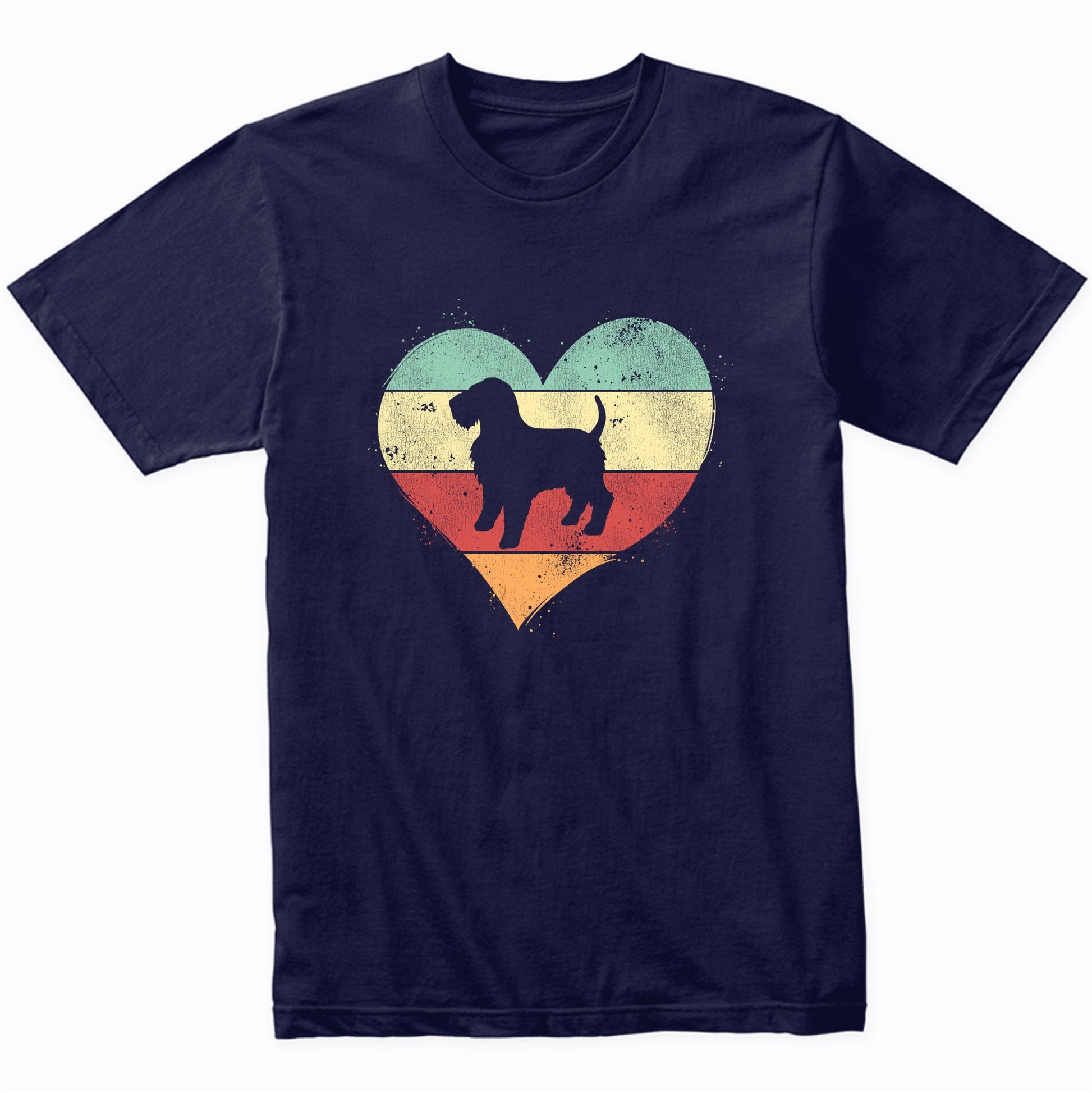 Retro Heart Wheaten Terrier Dog Breed Silhouette Dog Owner Love T-Shirt