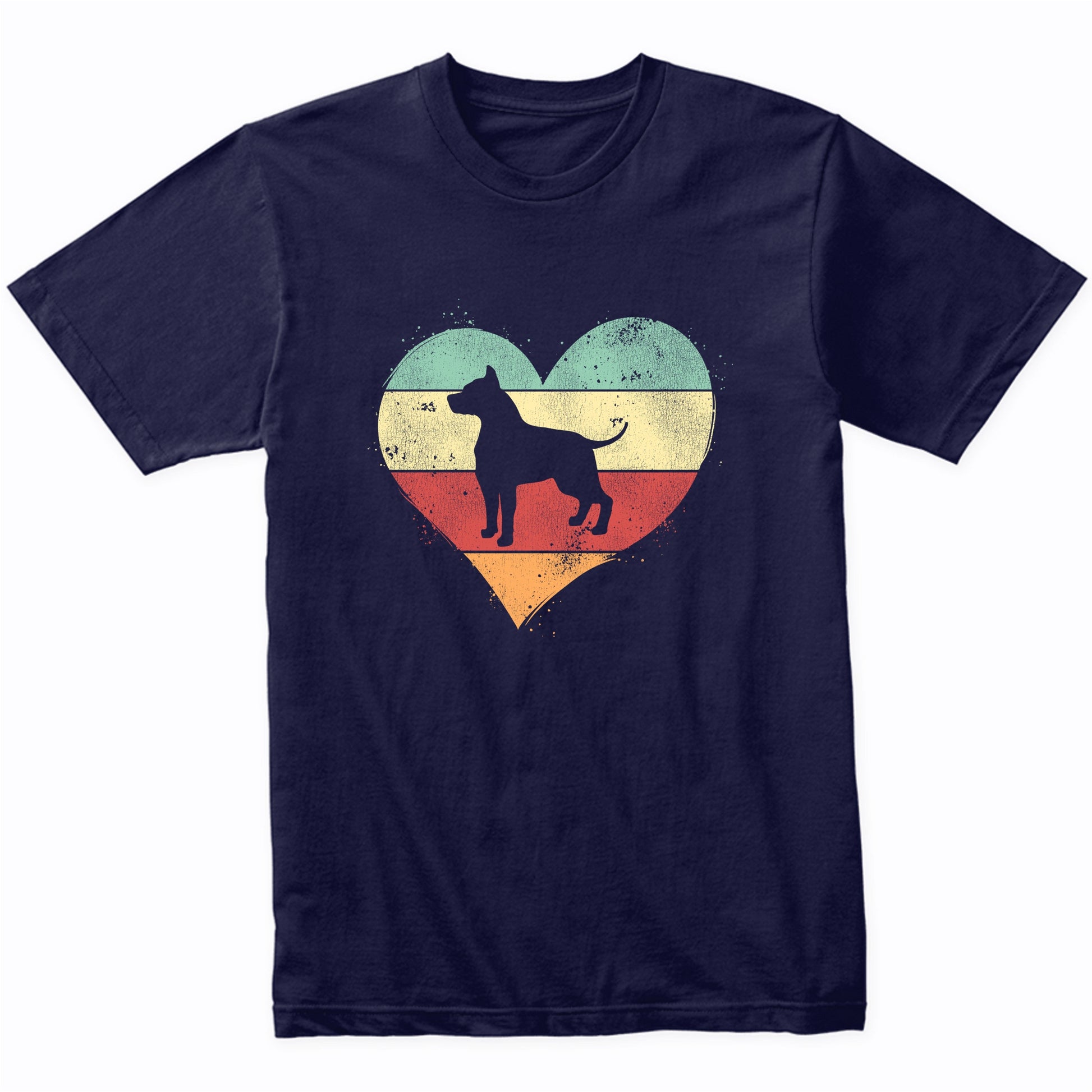 Retro Heart AmStaff Dog Breed Silhouette Dog Owner Love T-Shirt