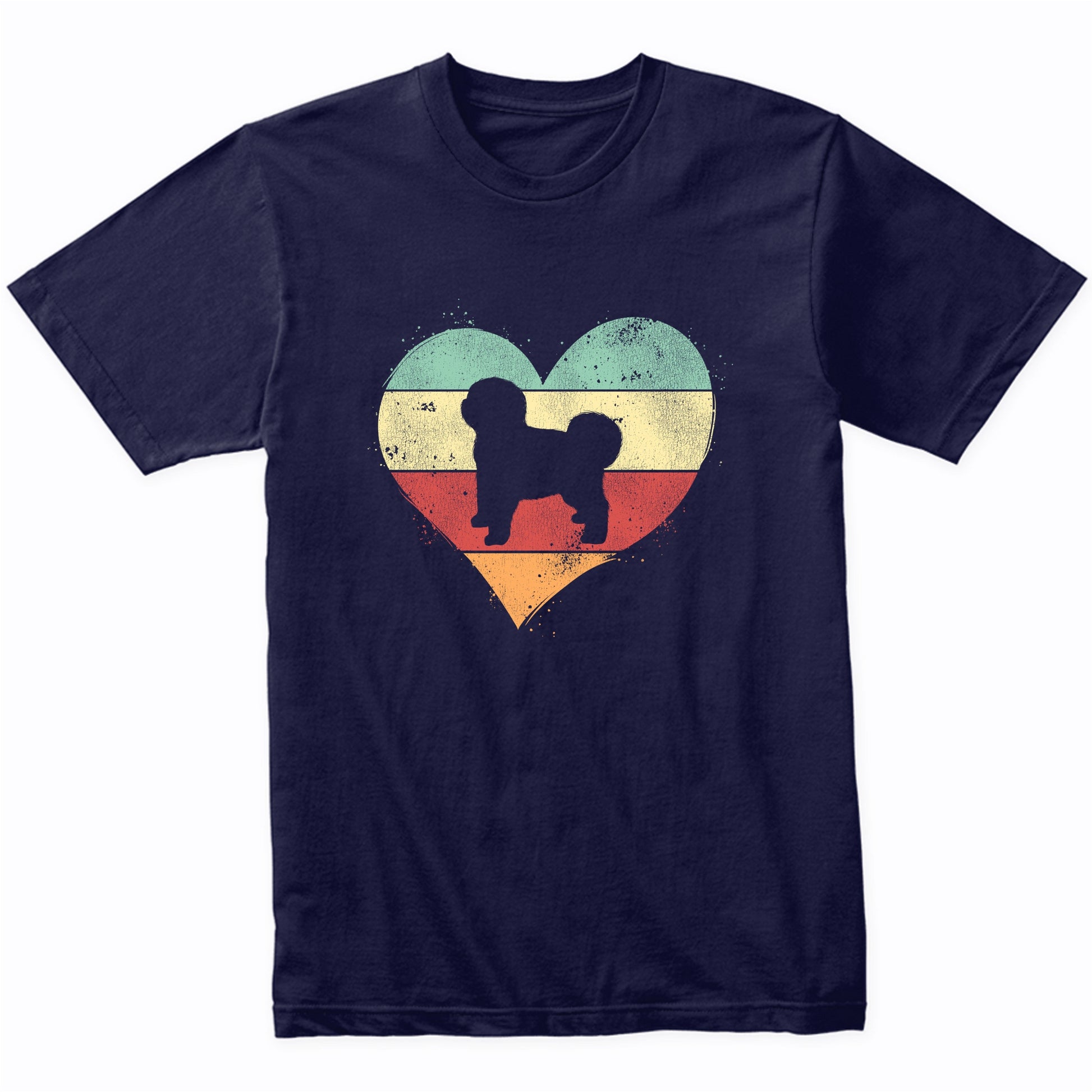 Retro Heart Old English Sheepdog Dog Breed Silhouette Dog Owner Love T-Shirt