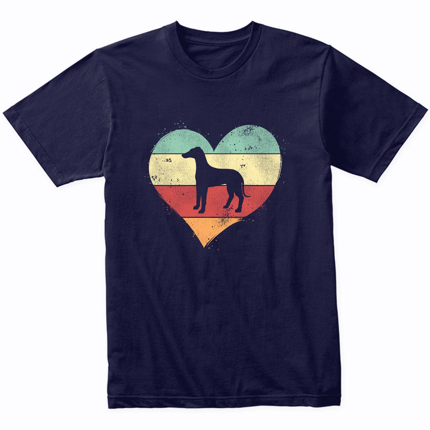 Retro Heart Whippet Dog Breed Silhouette Dog Owner Love T-Shirt