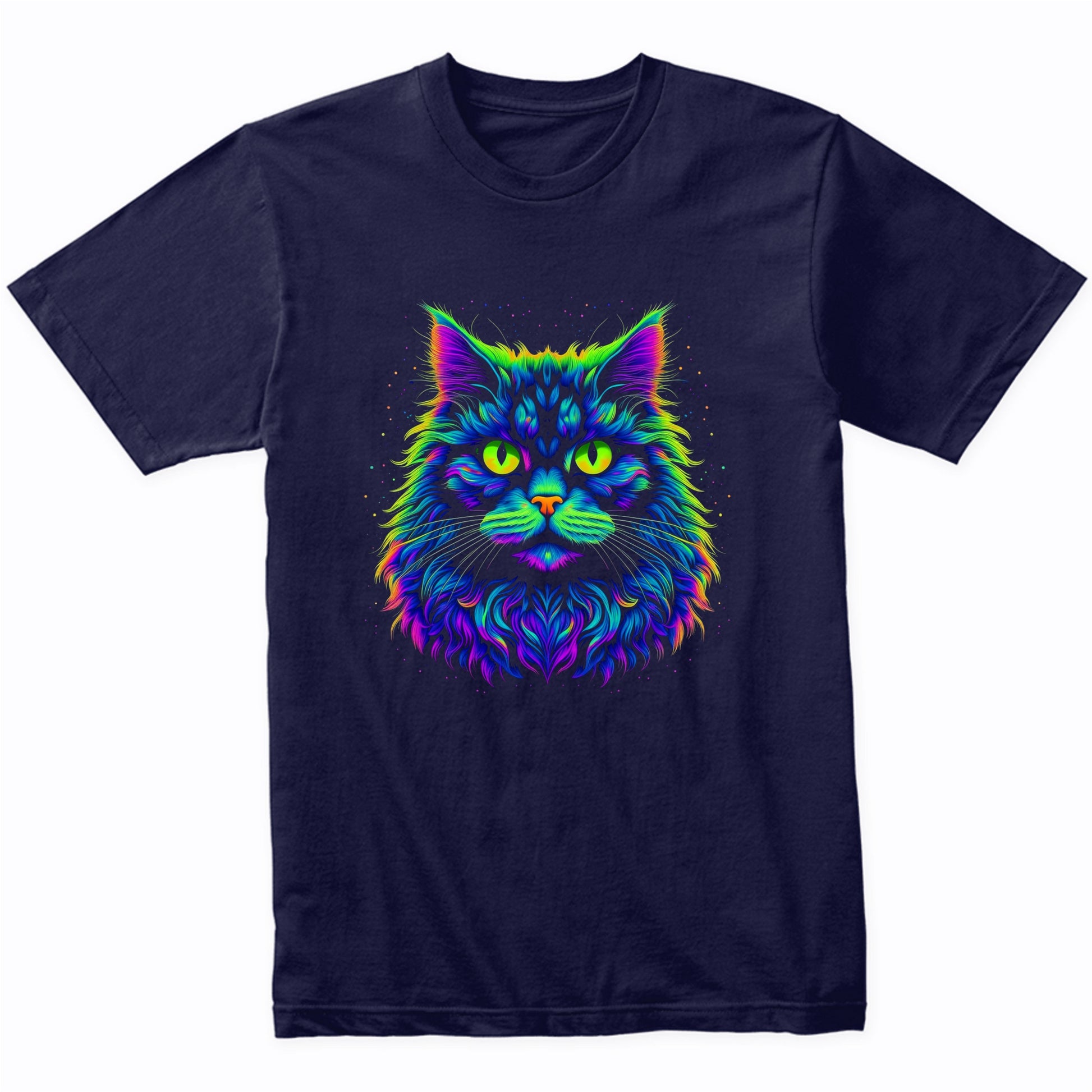 Colorful Bright British Longhair Cat Psychedelic Cat Art T-Shirt