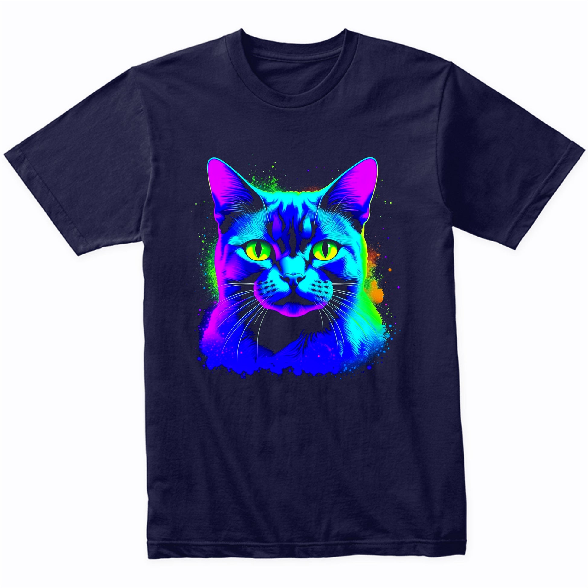 Colorful Bright Burmese Cat Vibrant Psychedelic Cat Art T-Shirt