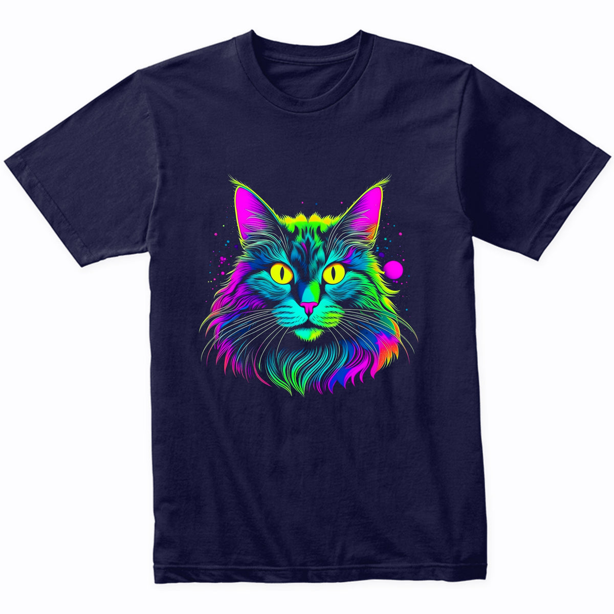 Colorful Bright Norwegian Forest Cat Vibrant Psychedelic Art T-Shirt