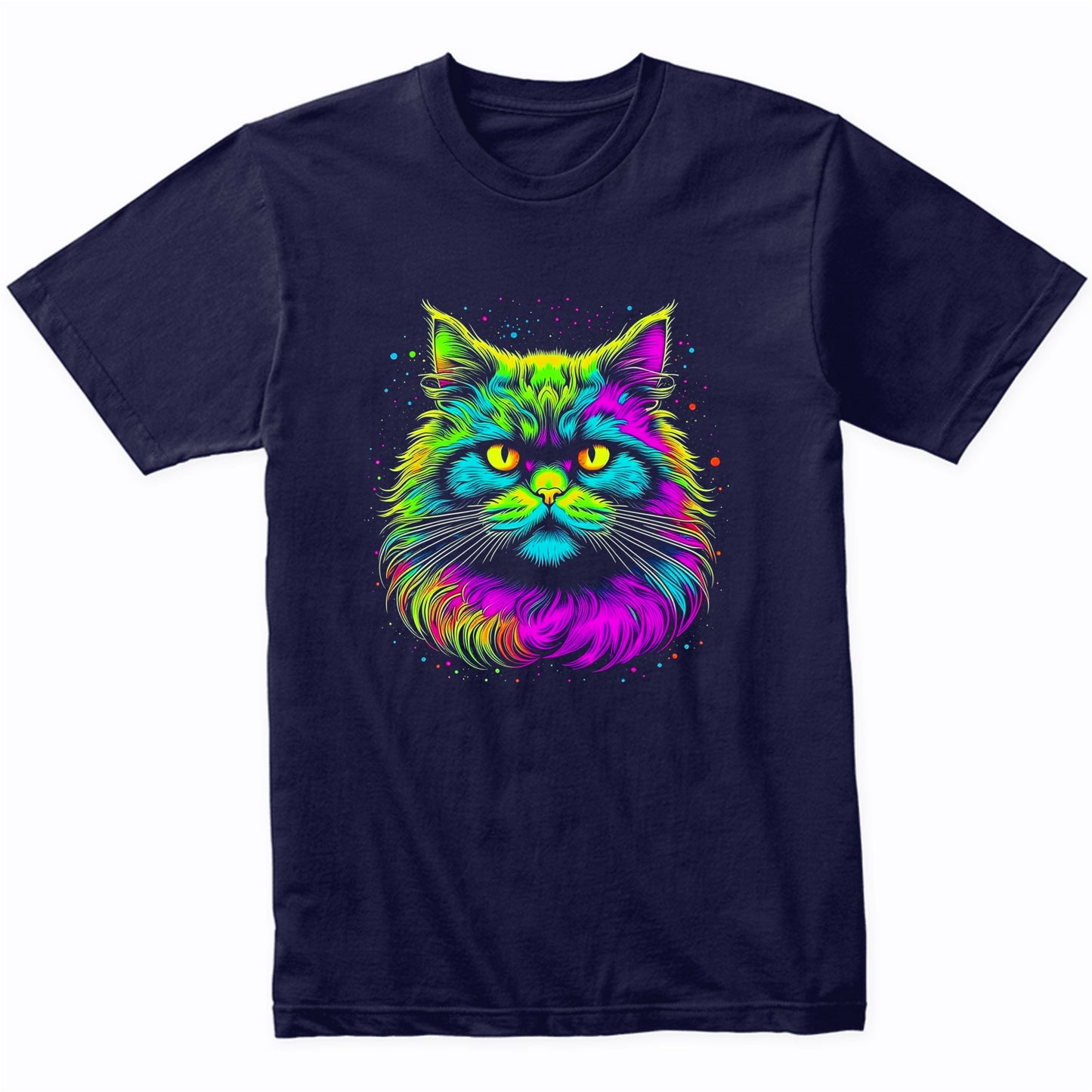 Colorful Bright Persian Cat Vibrant Psychedelic Cat Art T-Shirt