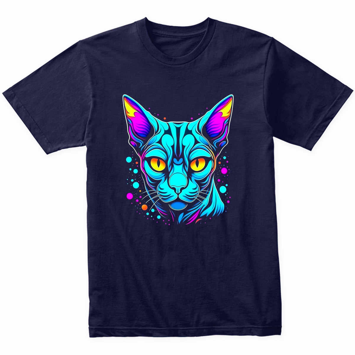 Colorful Bright Sphynx Cat Vibrant Psychedelic Cat Art T-Shirt