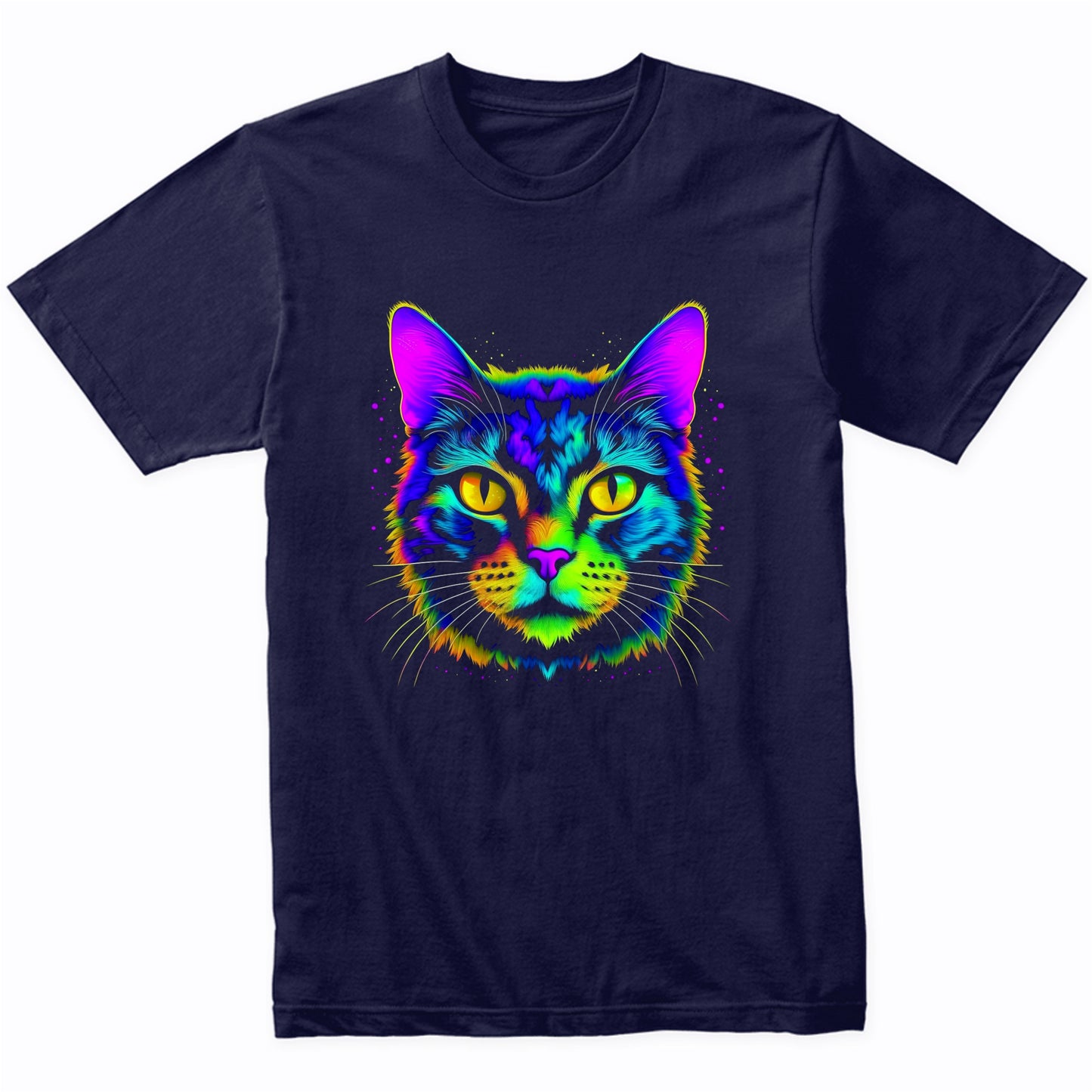 Colorful Bright Tortoiseshell Cat Vibrant Psychedelic Art T-Shirt