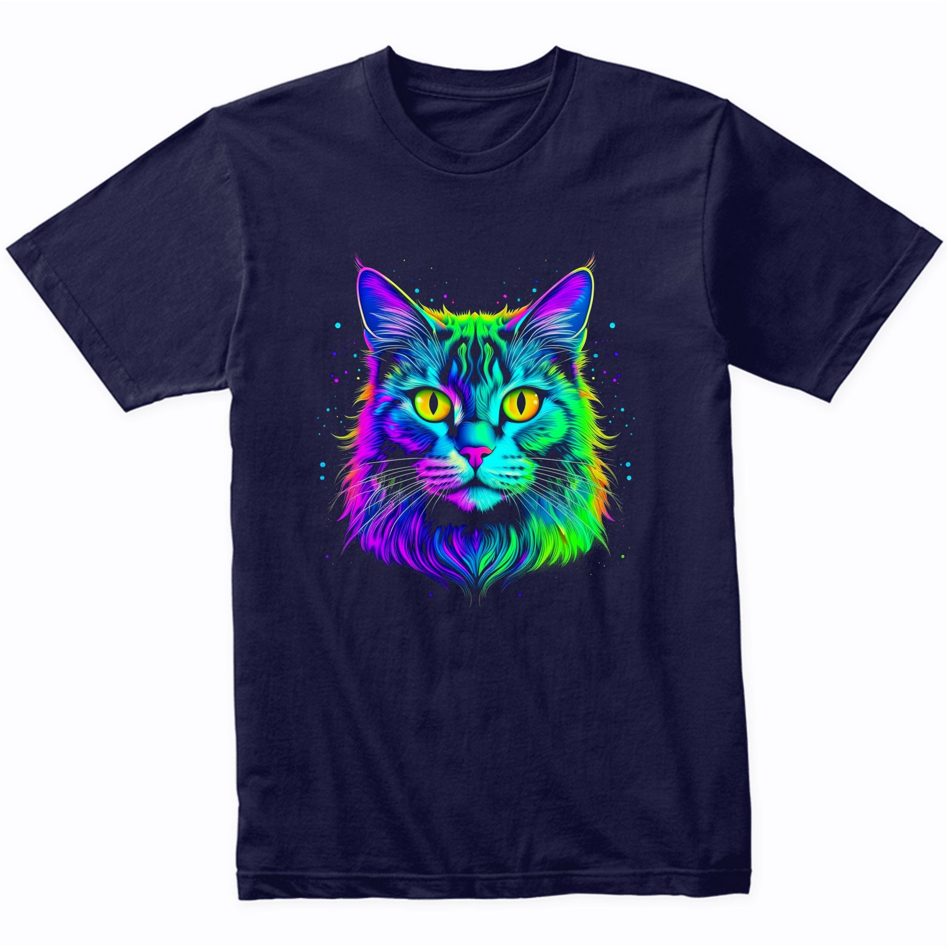 Colorful Bright Turkish Angora Cat Vibrant Psychedelic Art T-Shirt