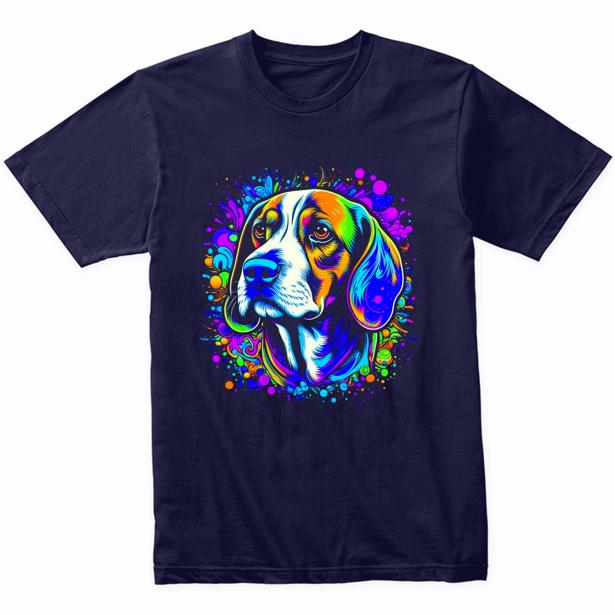 Colorful Bright Beagle Vibrant Psychedelic Dog Art T-Shirt