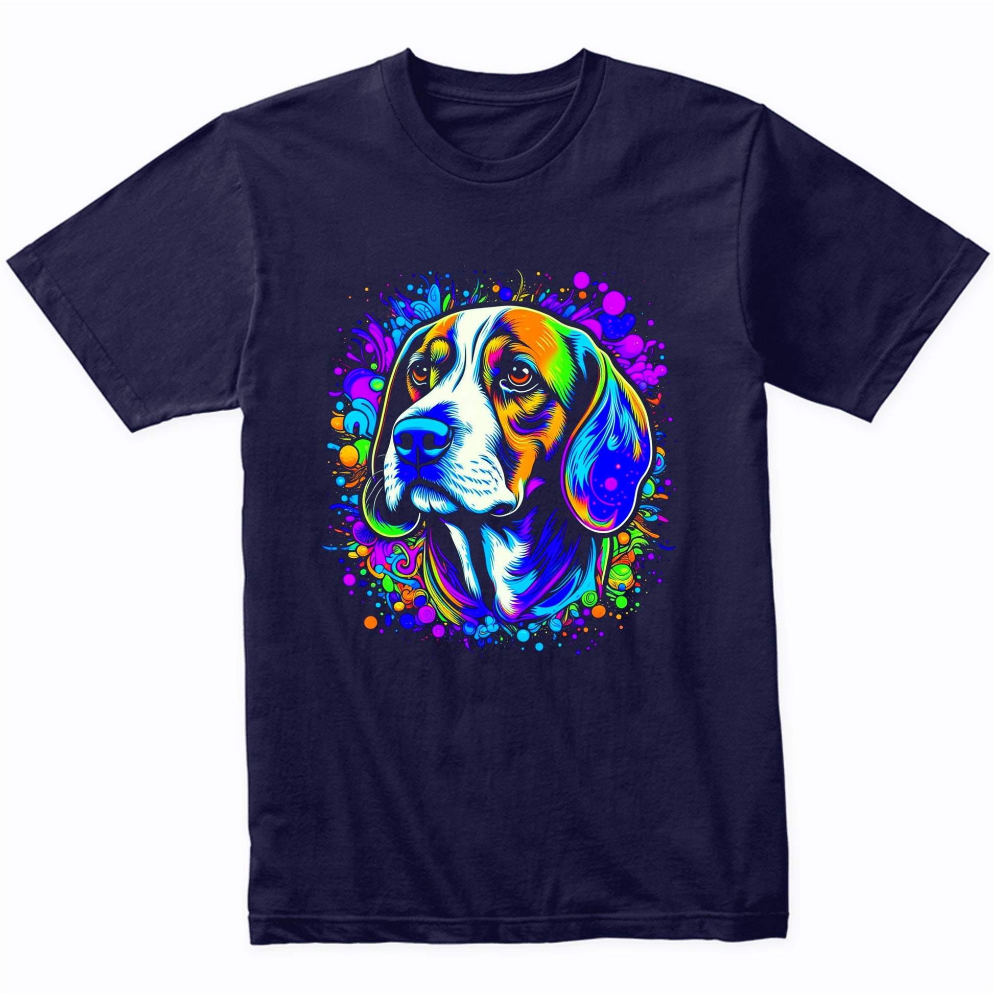 Colorful Bright Beagle Vibrant Psychedelic Dog Art T-Shirt