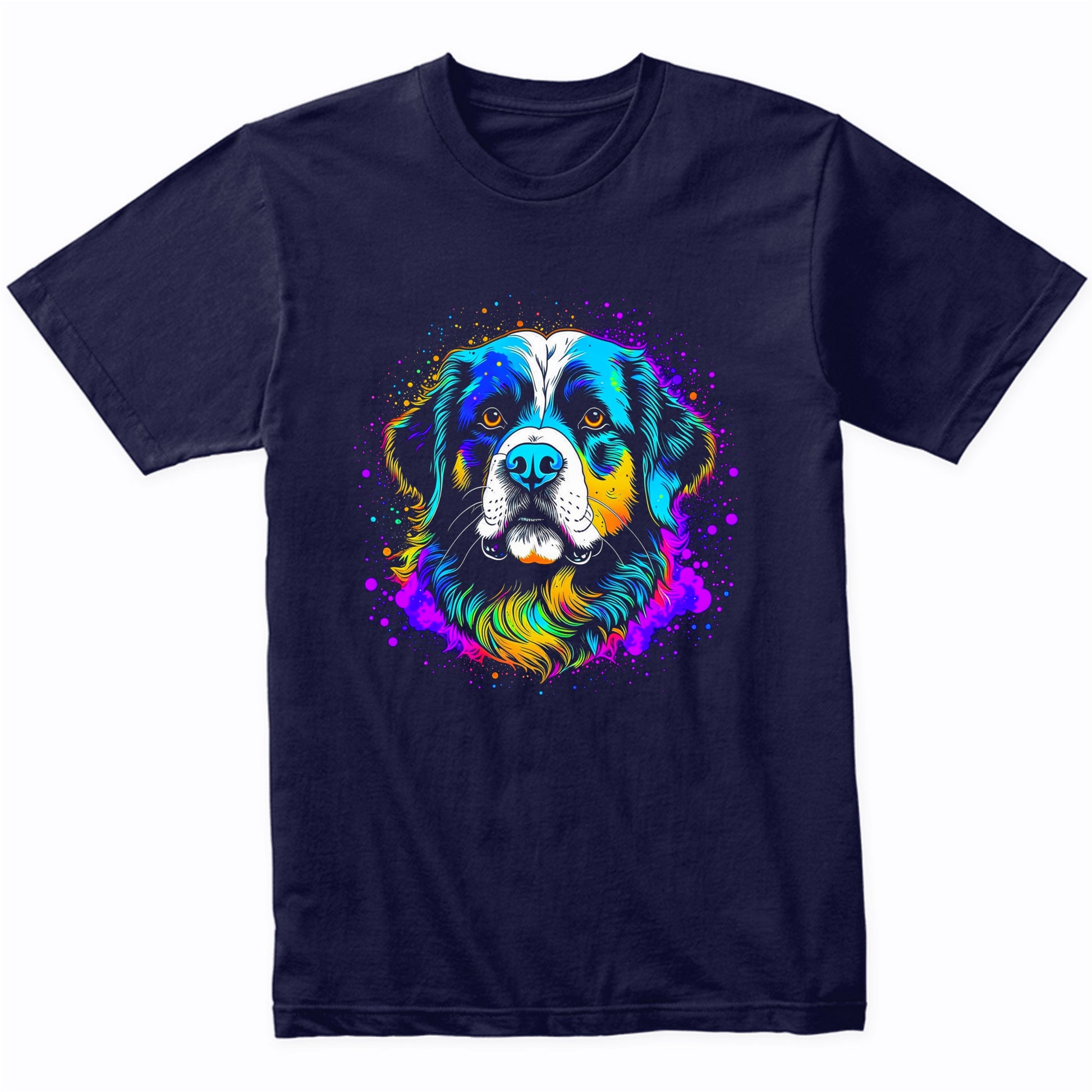 Colorful Bright Bernese Mountain Dog Vibrant Psychedelic Art T-Shirt