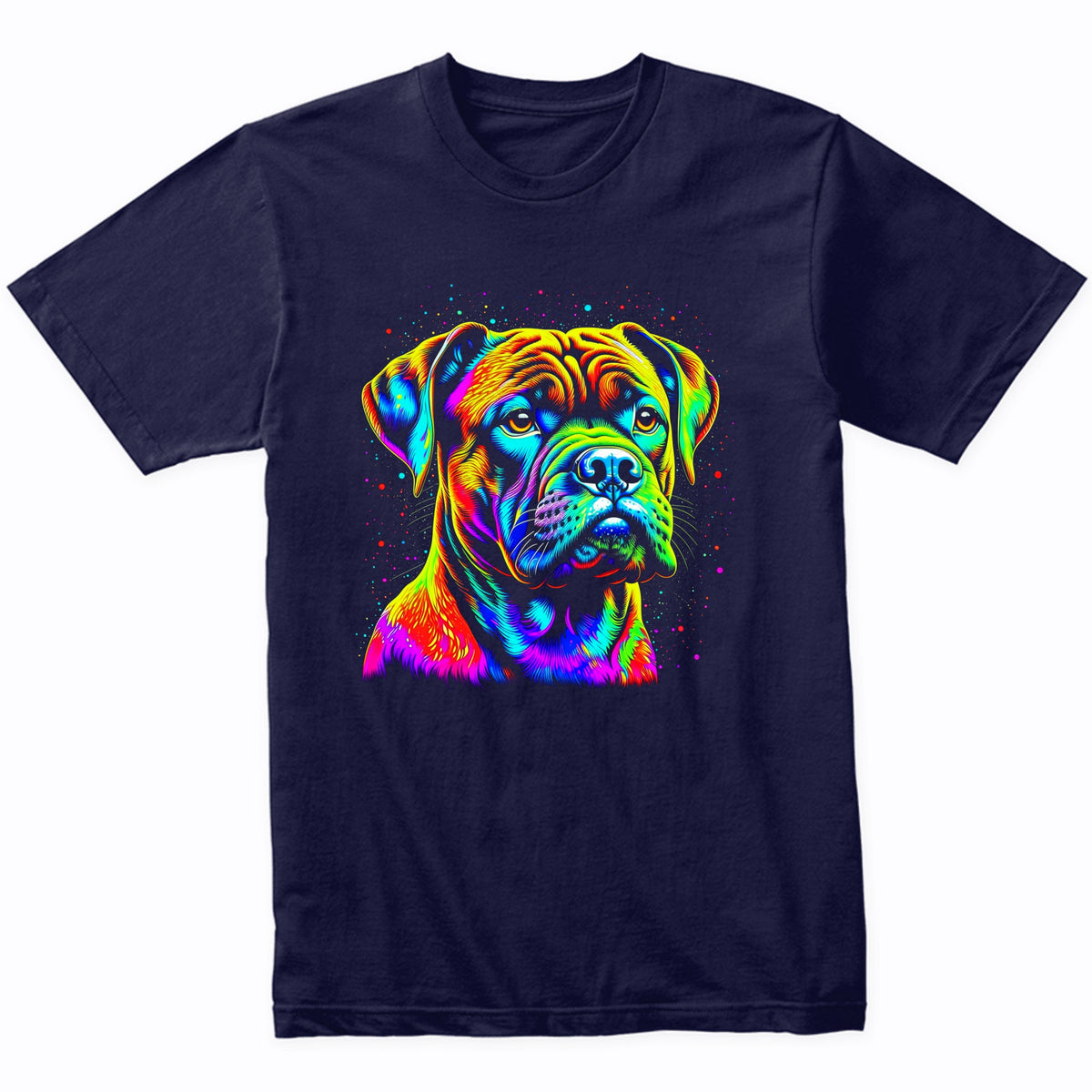Colorful Bright Boxer Vibrant Psychedelic Dog Art T-Shirt