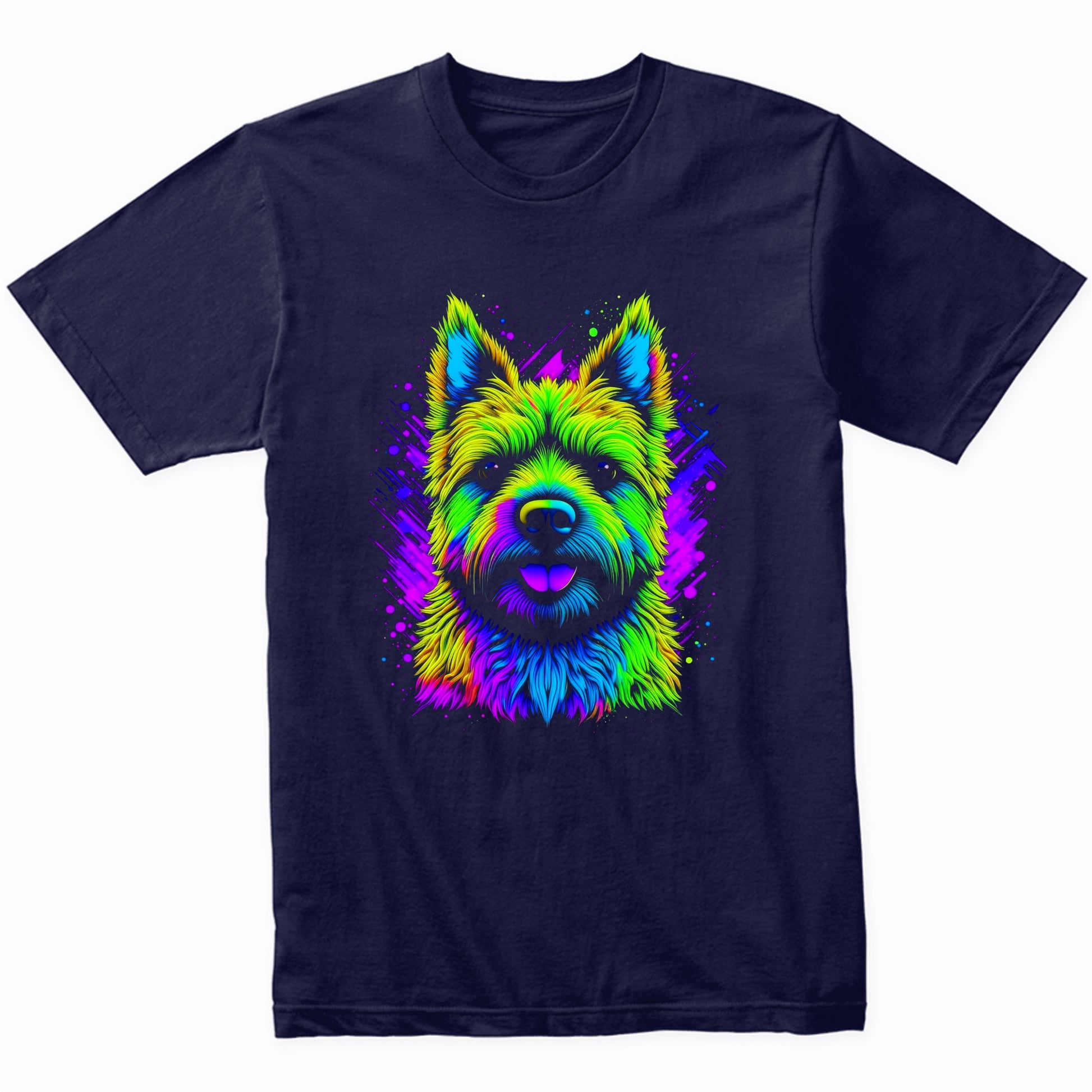 Colorful Bright Cairn Terrier Vibrant Psychedelic Dog Art T-Shirt