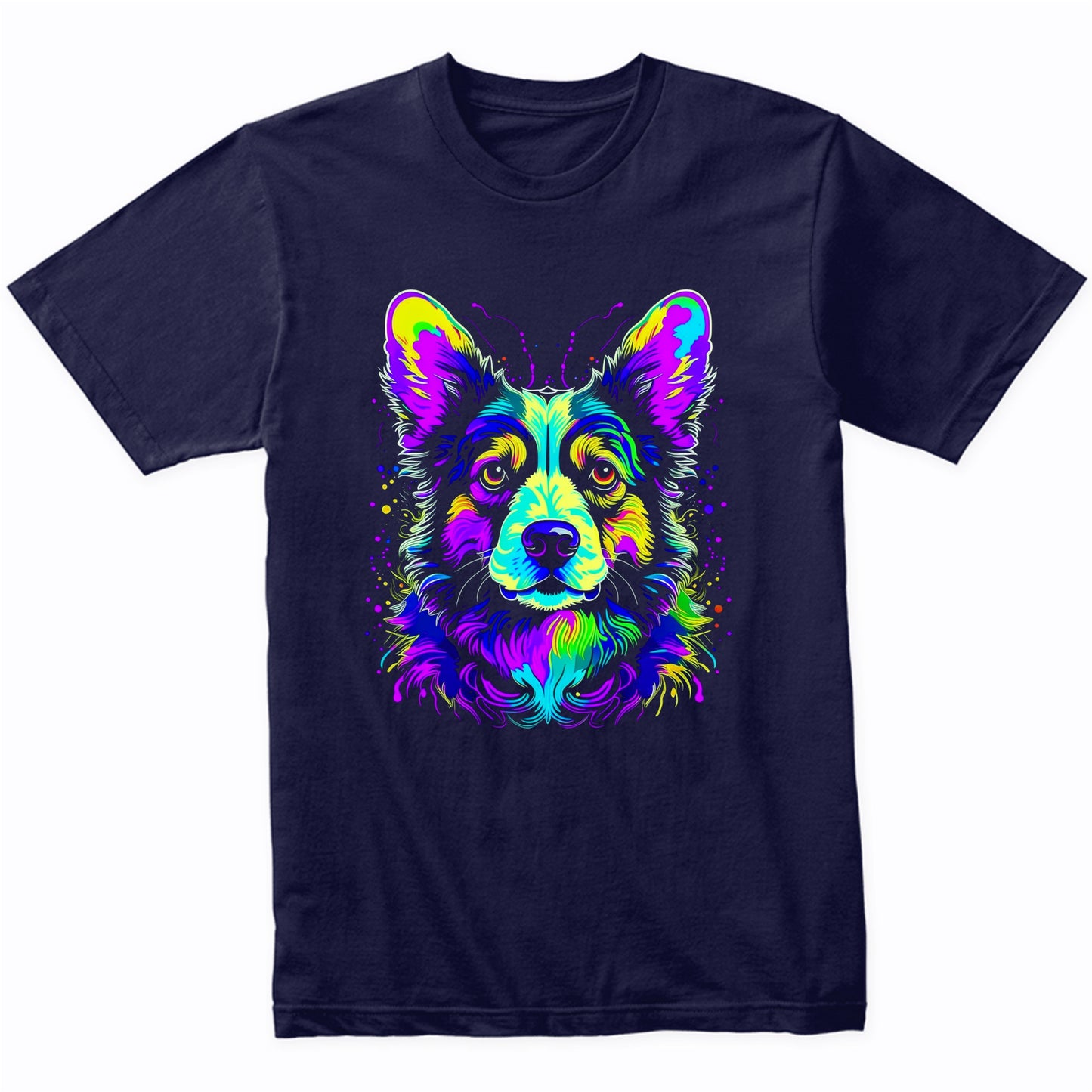 Colorful Bright Cardigan Welsh Corgi Vibrant Psychedelic Art T-Shirt