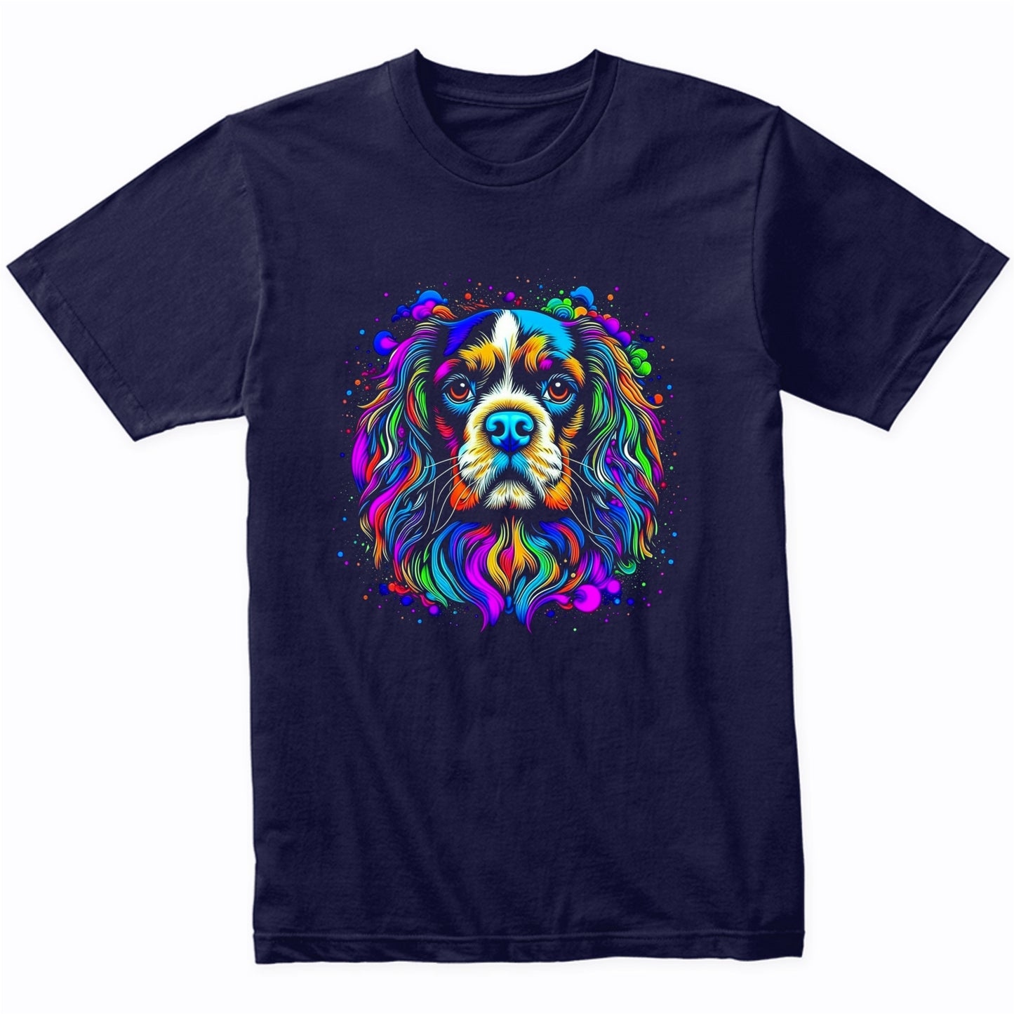 Colorful Bright Cavalier King Charles Spaniel Vibrant Art T-Shirt