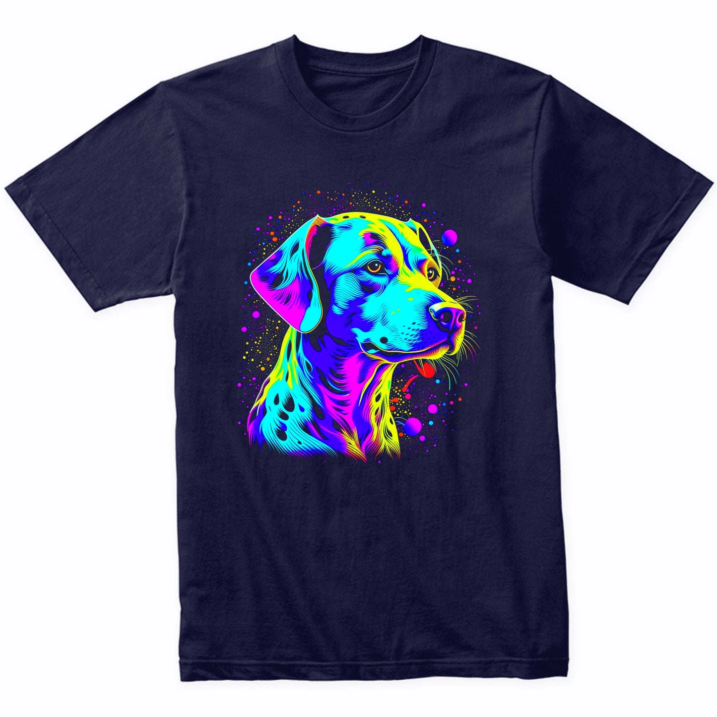 Colorful Bright Dalmatian Vibrant Psychedelic Dog Art T-Shirt