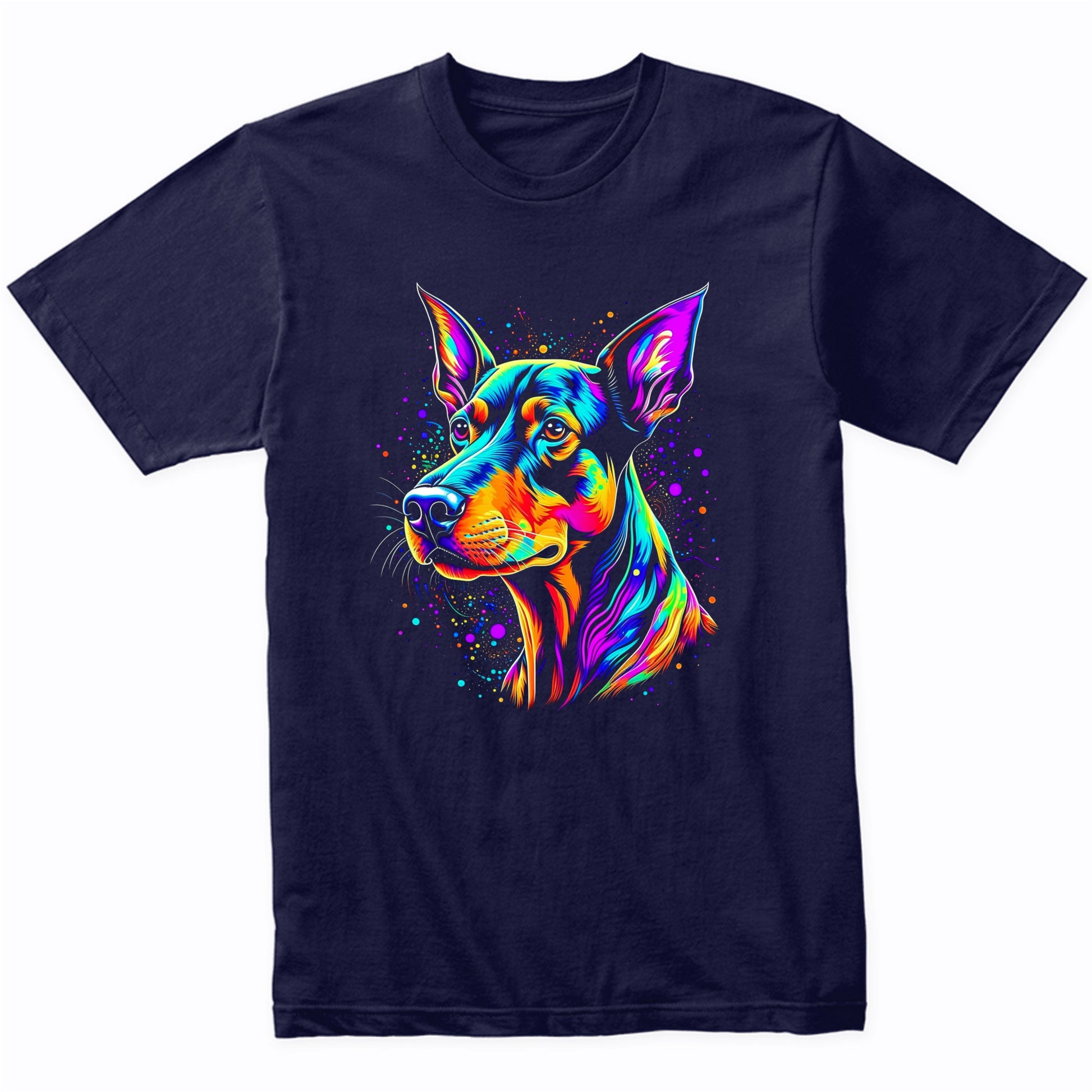 Colorful Bright Doberman Pinscher Vibrant Psychedelic Art T-Shirt