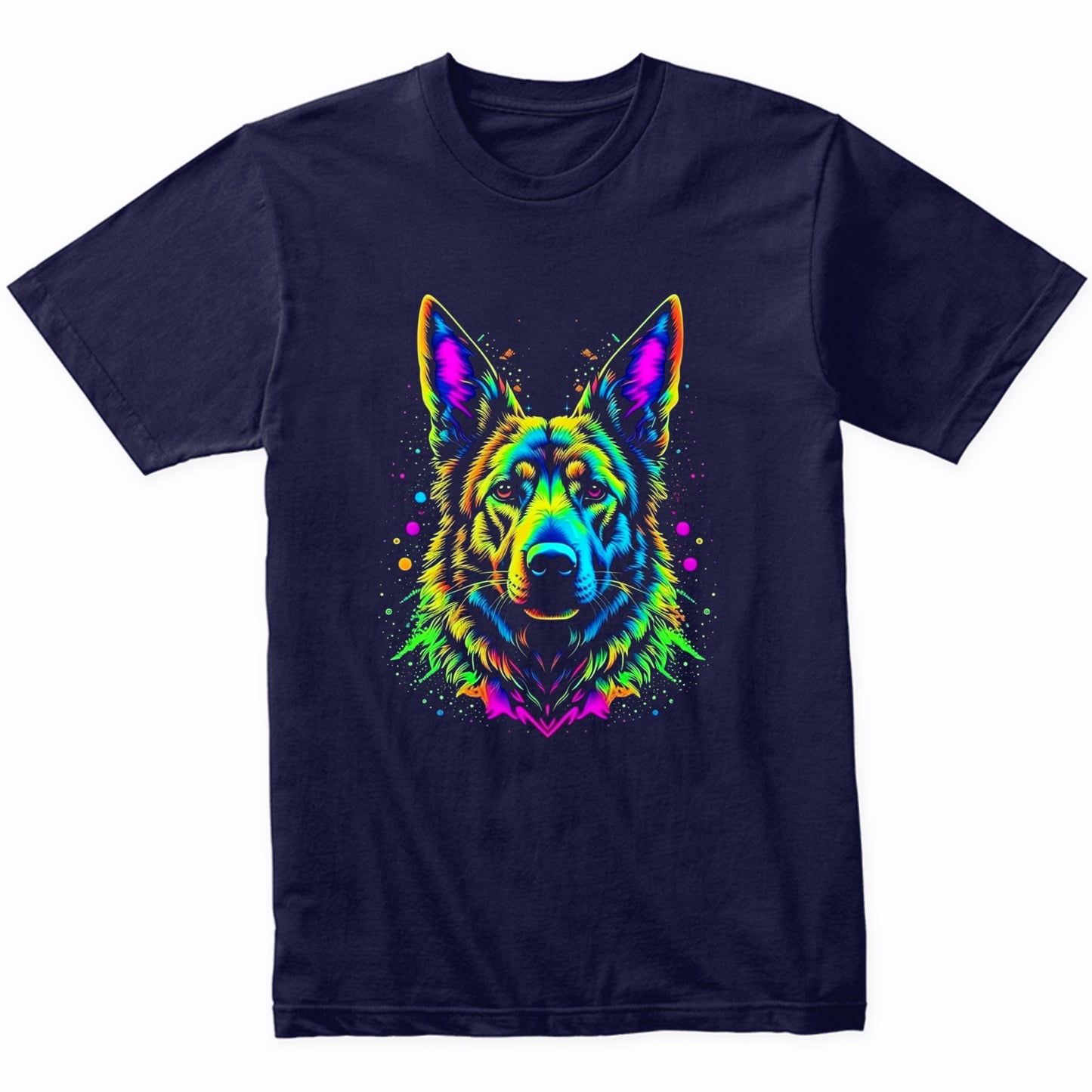 Colorful Bright German Shepherd Vibrant Psychedelic Dog Art T-Shirt