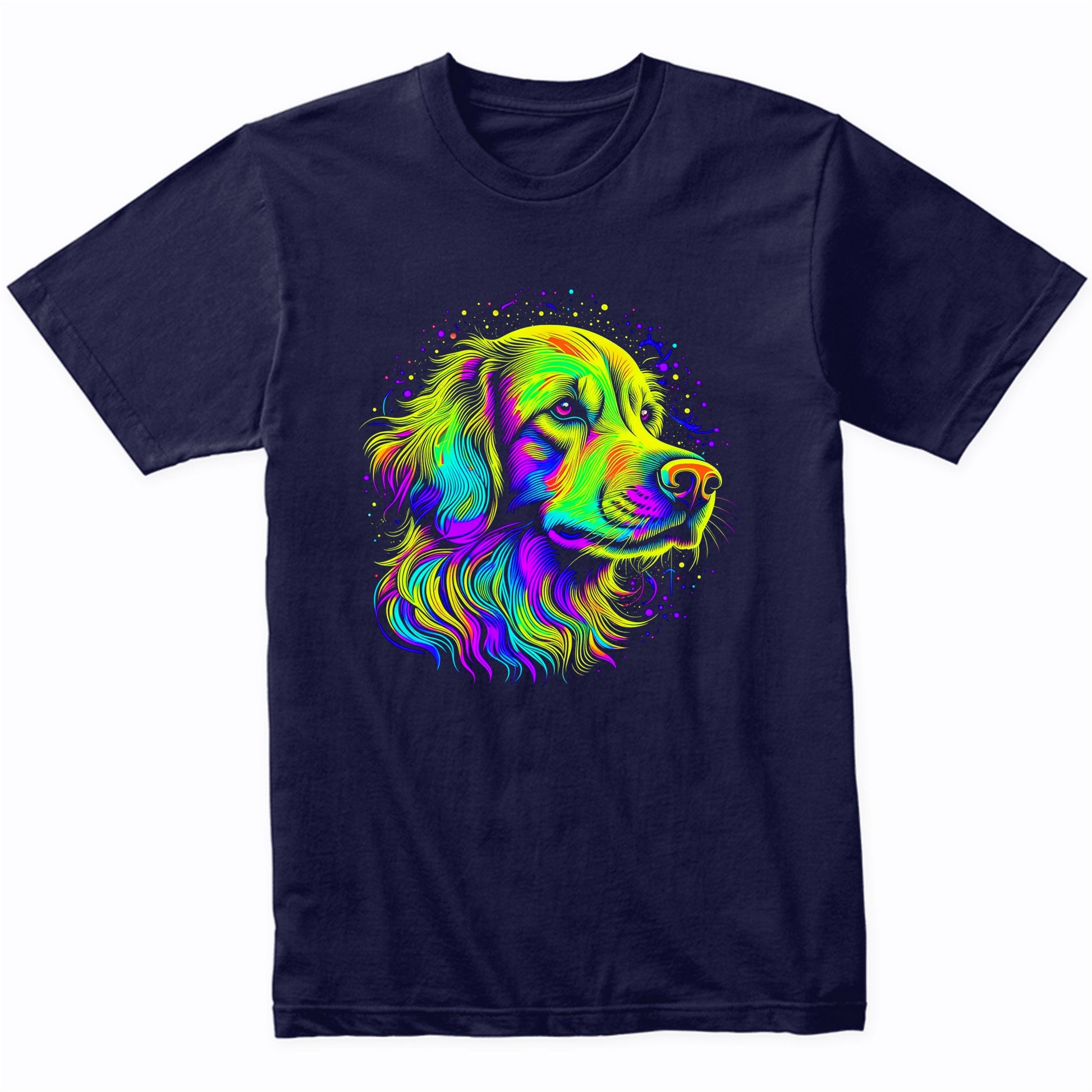 Colorful Bright Golden Retriever Vibrant Psychedelic Dog Art T-Shirt