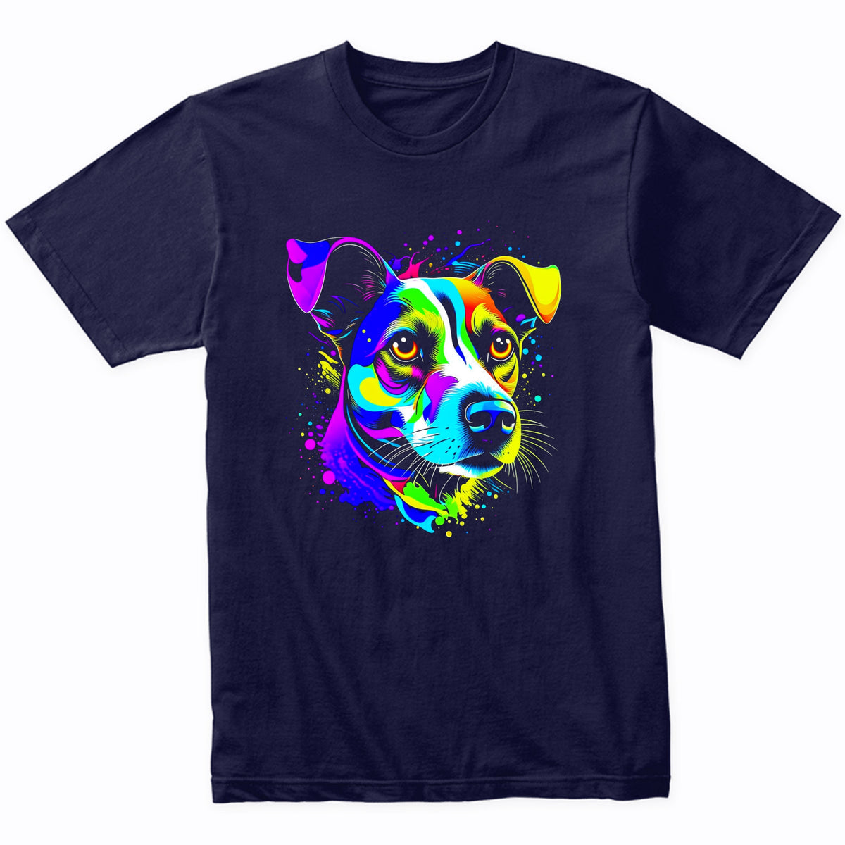 Colorful Bright Jack Russell Terrier Vibrant Psychedelic Art T-Shirt