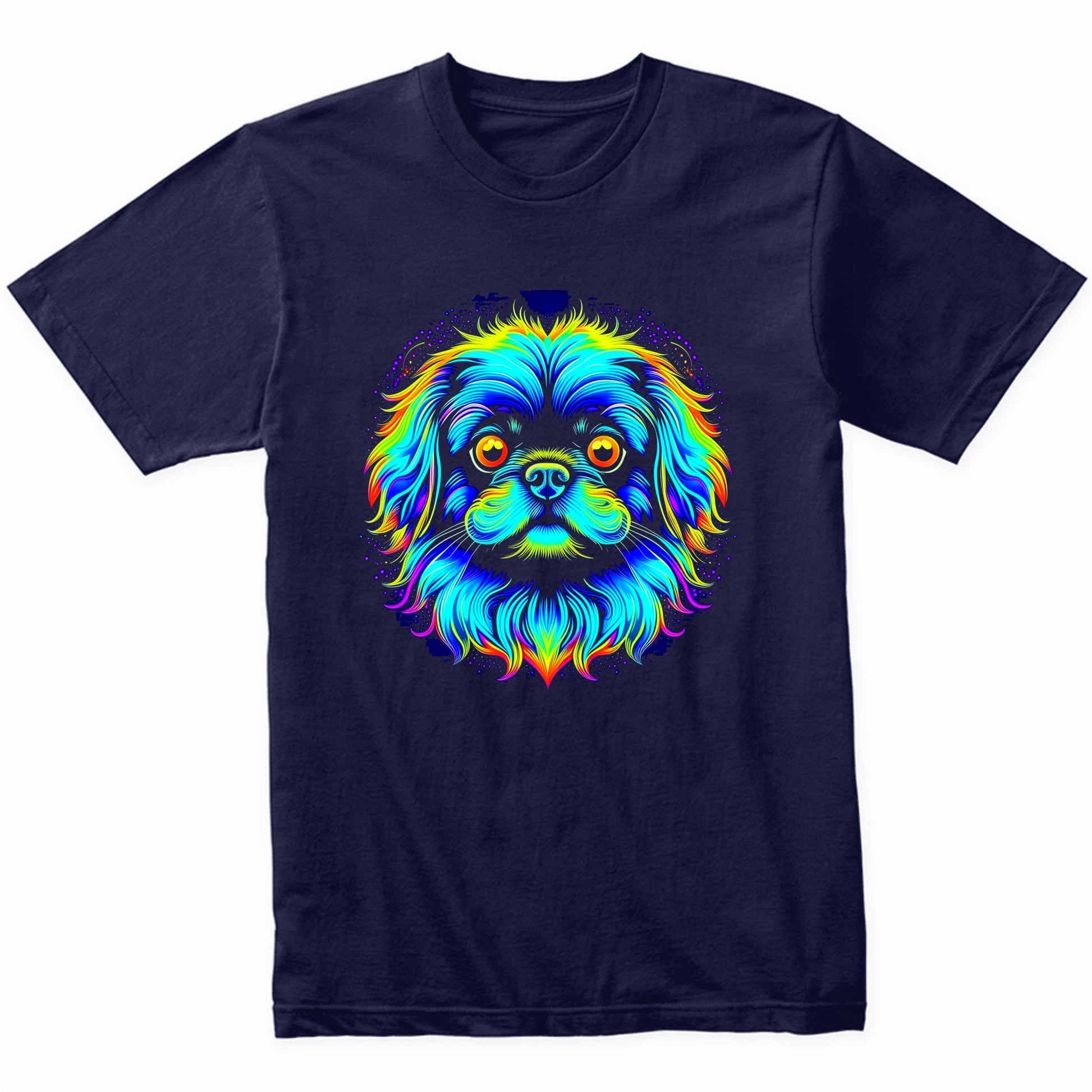 Colorful Bright Pekingese Vibrant Psychedelic Dog Art T-Shirt