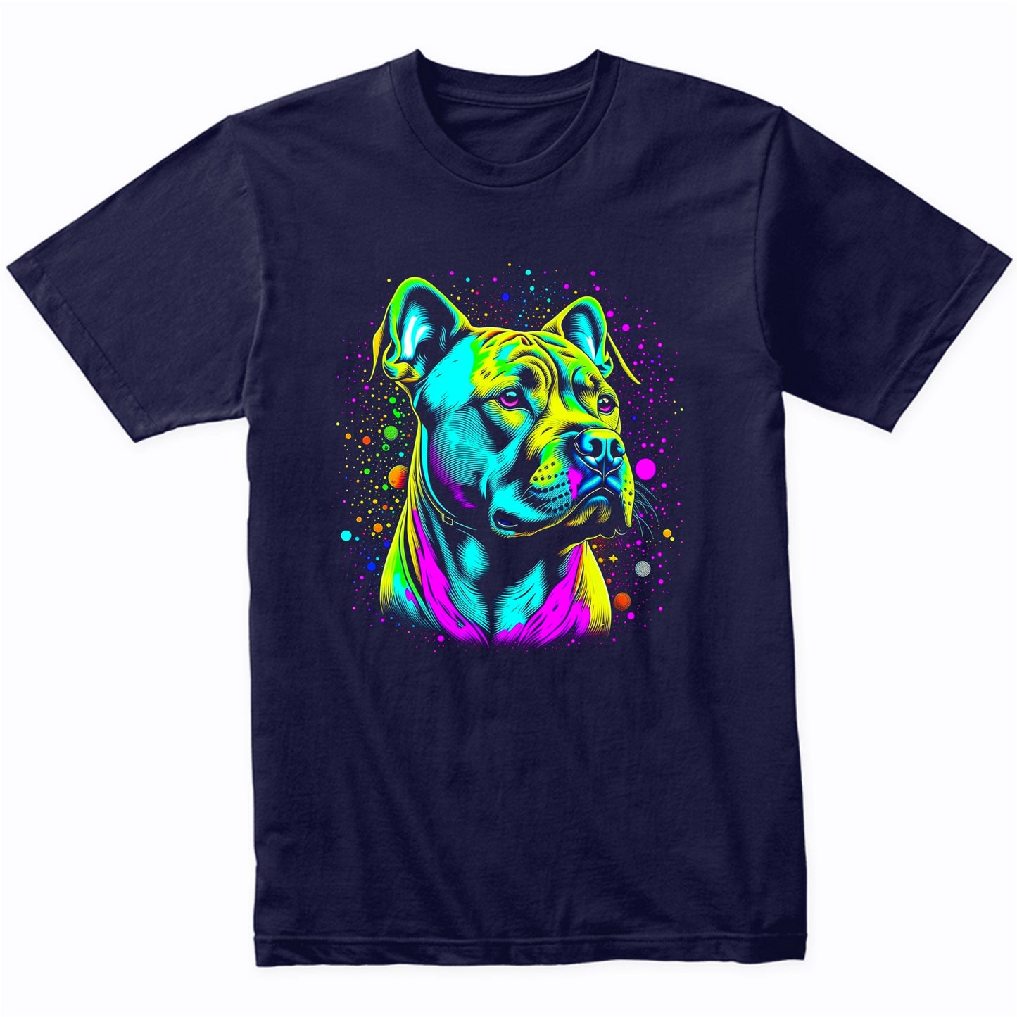 Colorful Bright Pit Bull Terrier Vibrant Psychedelic Dog Art T-Shirt