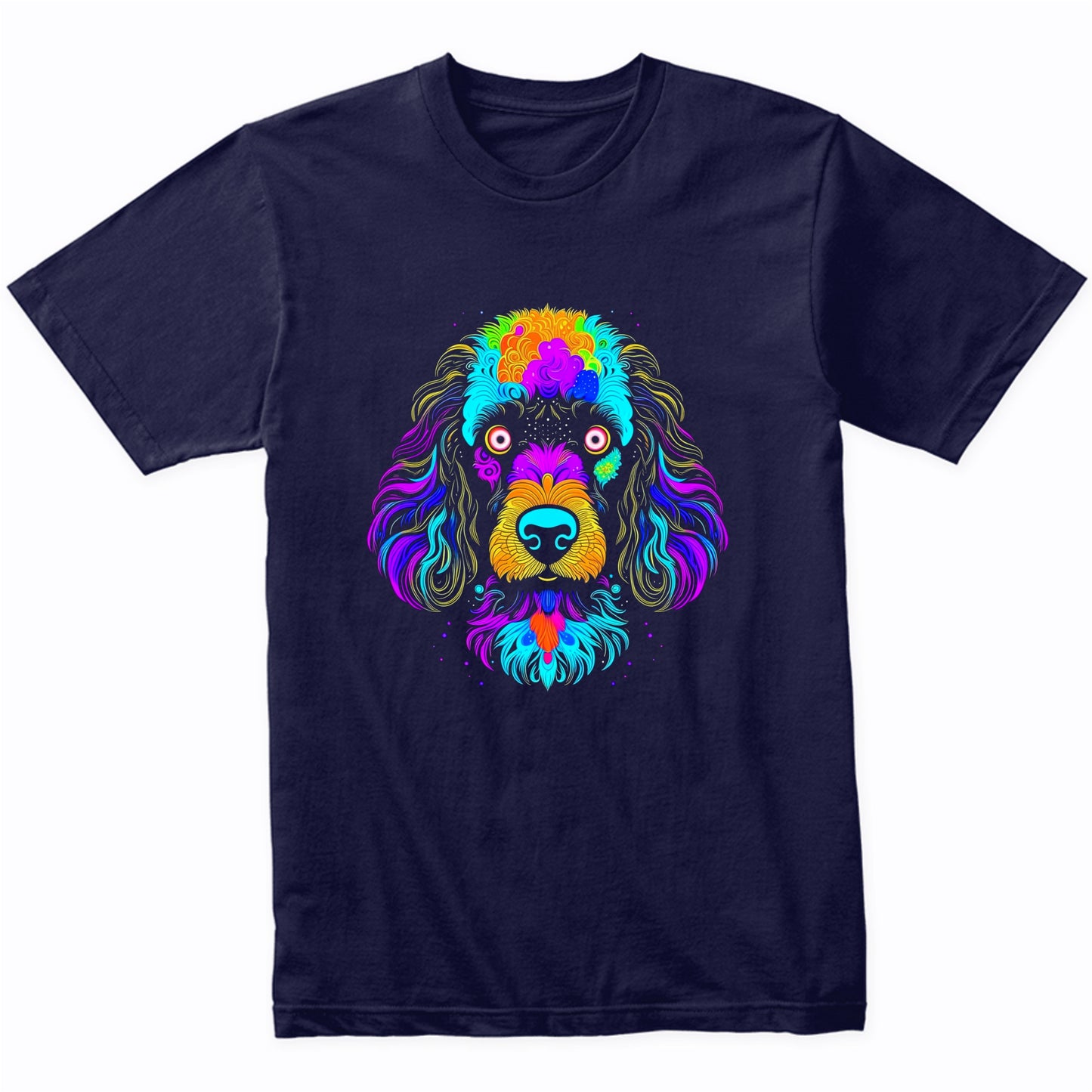 Colorful Bright Poodle Vibrant Psychedelic Dog Art T-Shirt