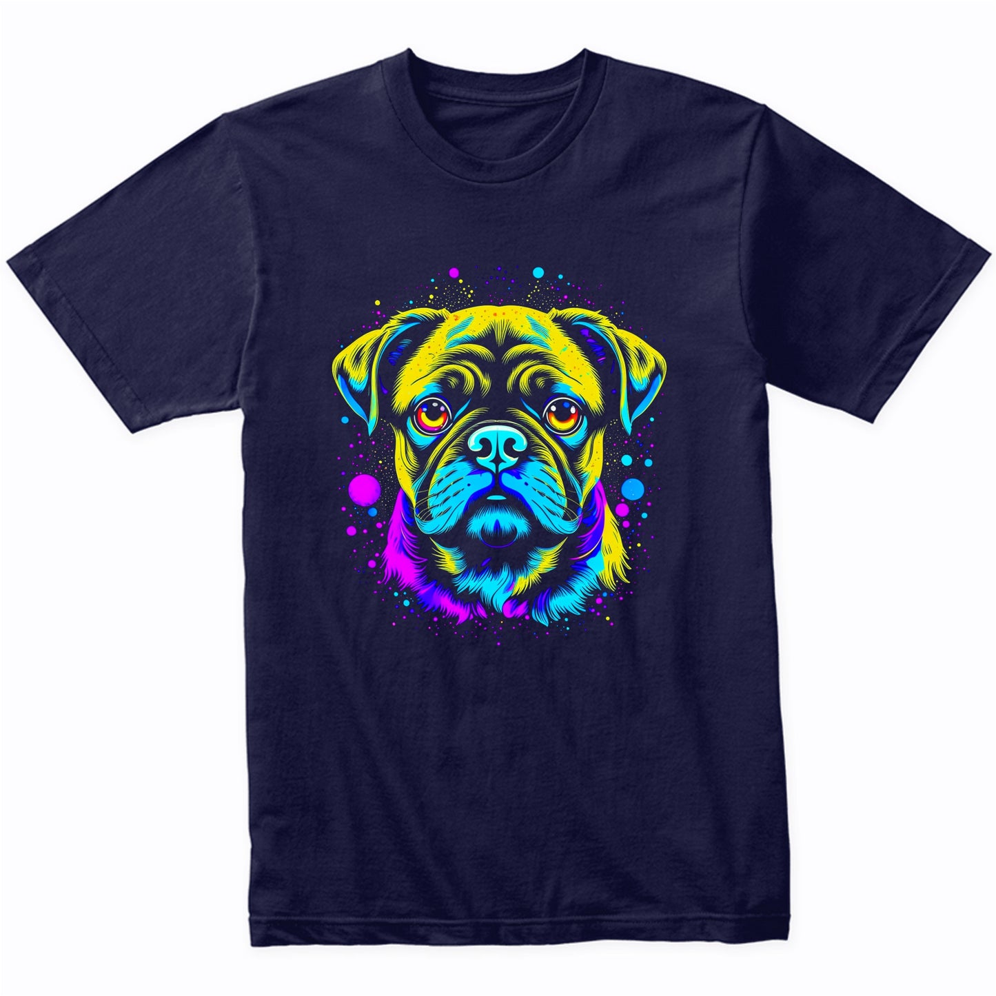 Colorful Bright Pug Vibrant Psychedelic Dog Art T-Shirt