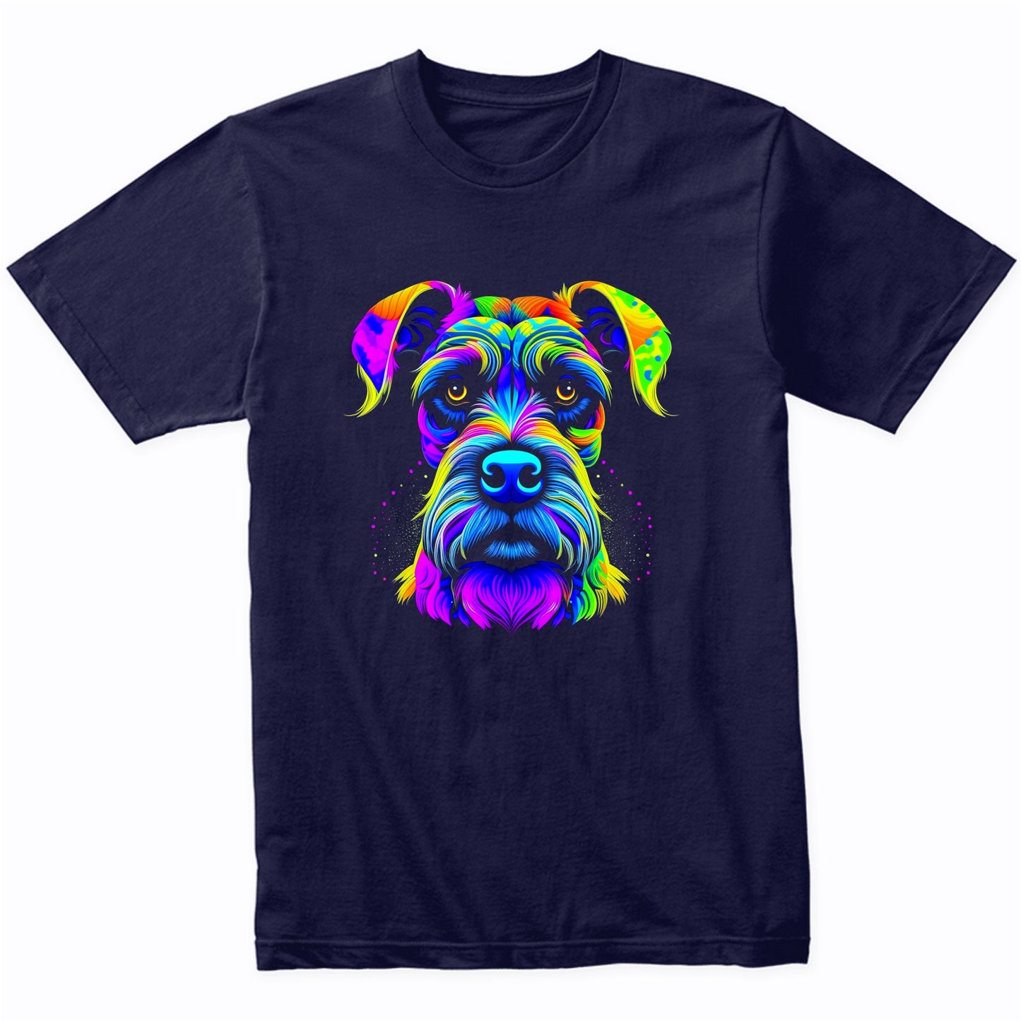 Colorful Bright Schnauzer Vibrant Psychedelic Dog Art T-Shirt
