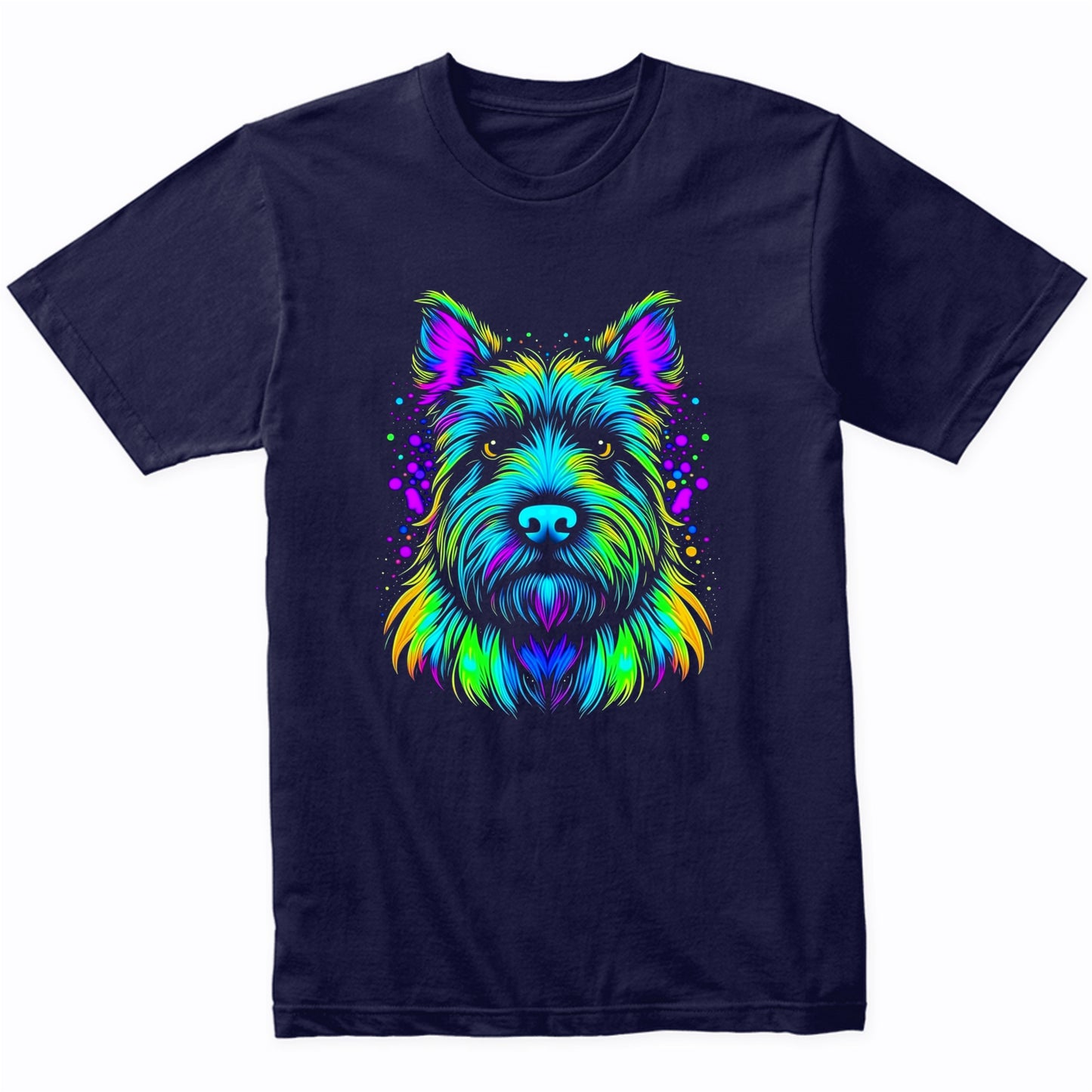 Colorful Bright Scottish Terrier Vibrant Psychedelic Dog Art T-Shirt