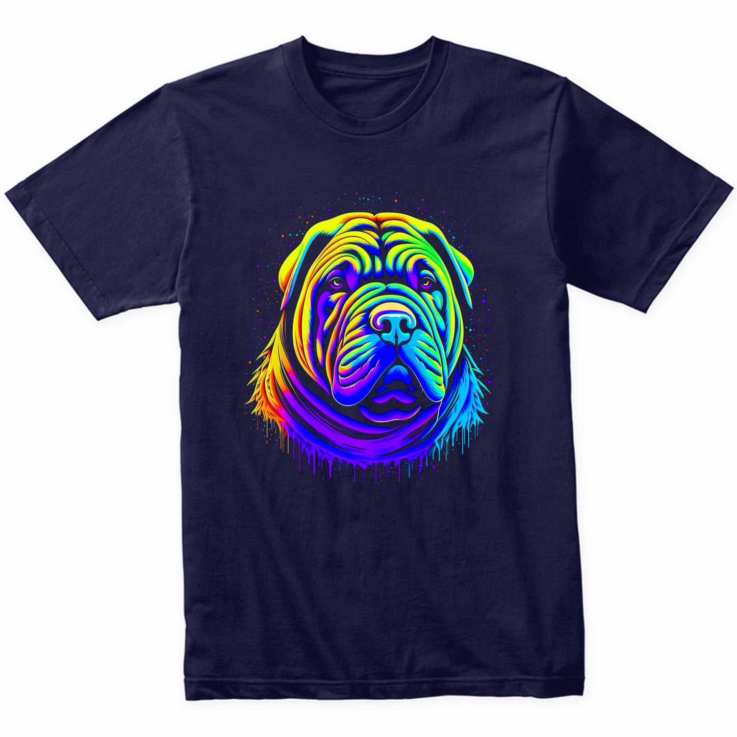 Colorful Bright Shar Pei Vibrant Psychedelic Dog Art T-Shirt