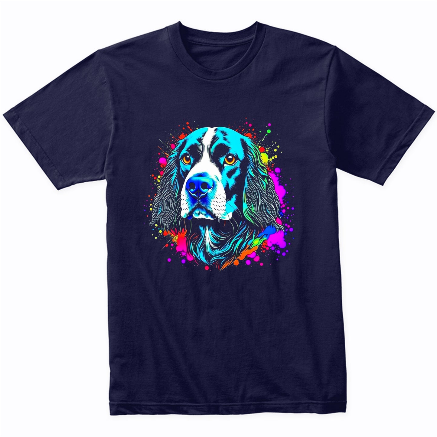 Colorful Bright Springer Spaniel Vibrant Psychedelic Dog Art T-Shirt