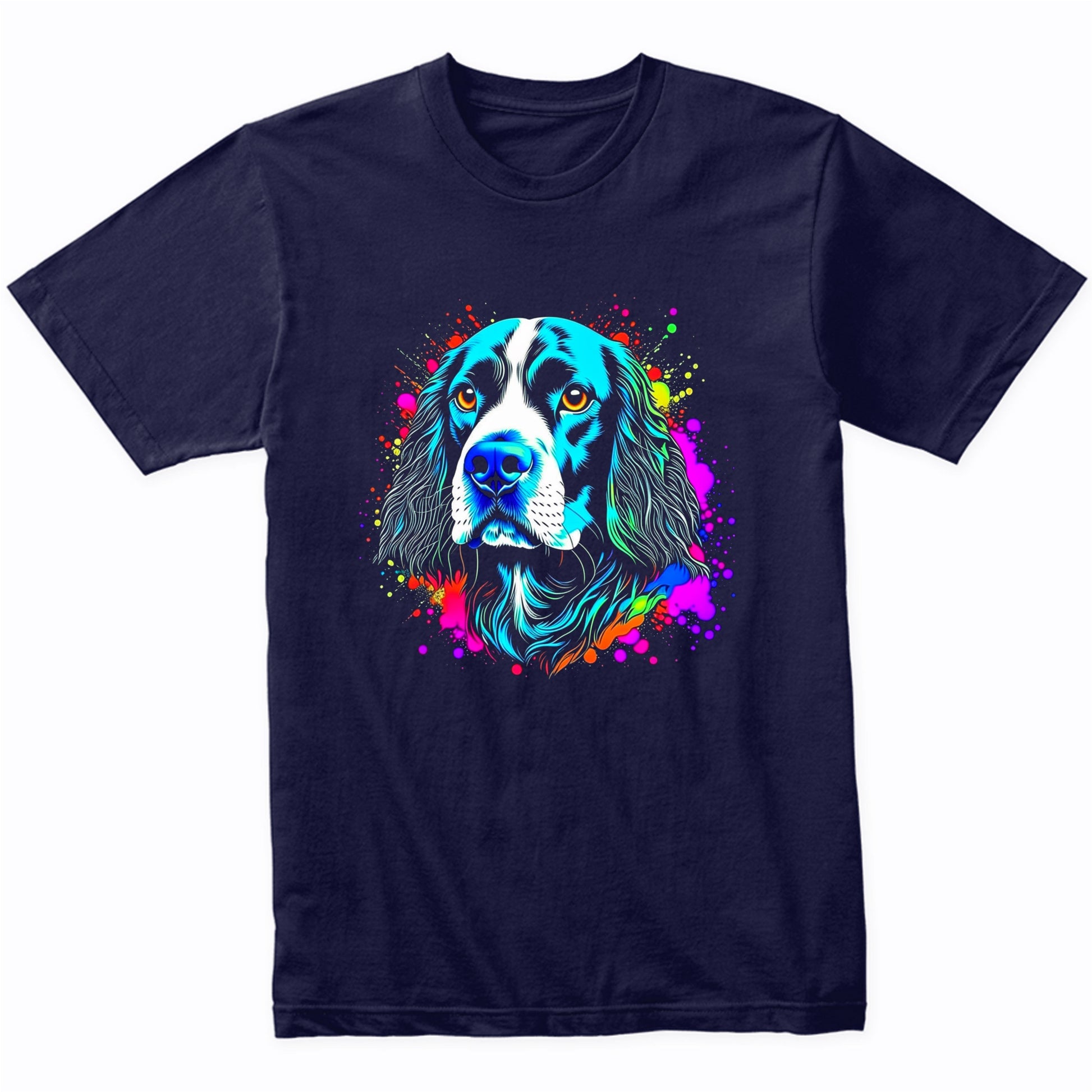 Colorful Bright Springer Spaniel Vibrant Psychedelic Dog Art T-Shirt
