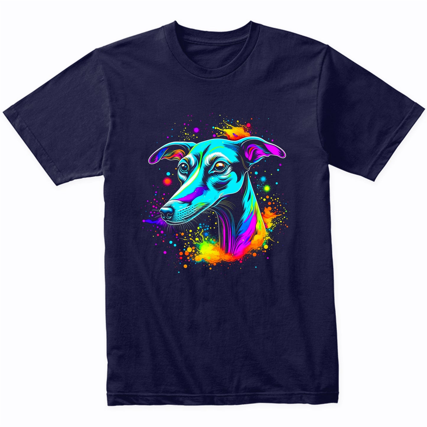 Colorful Bright Whippet Vibrant Psychedelic Dog Art T-Shirt