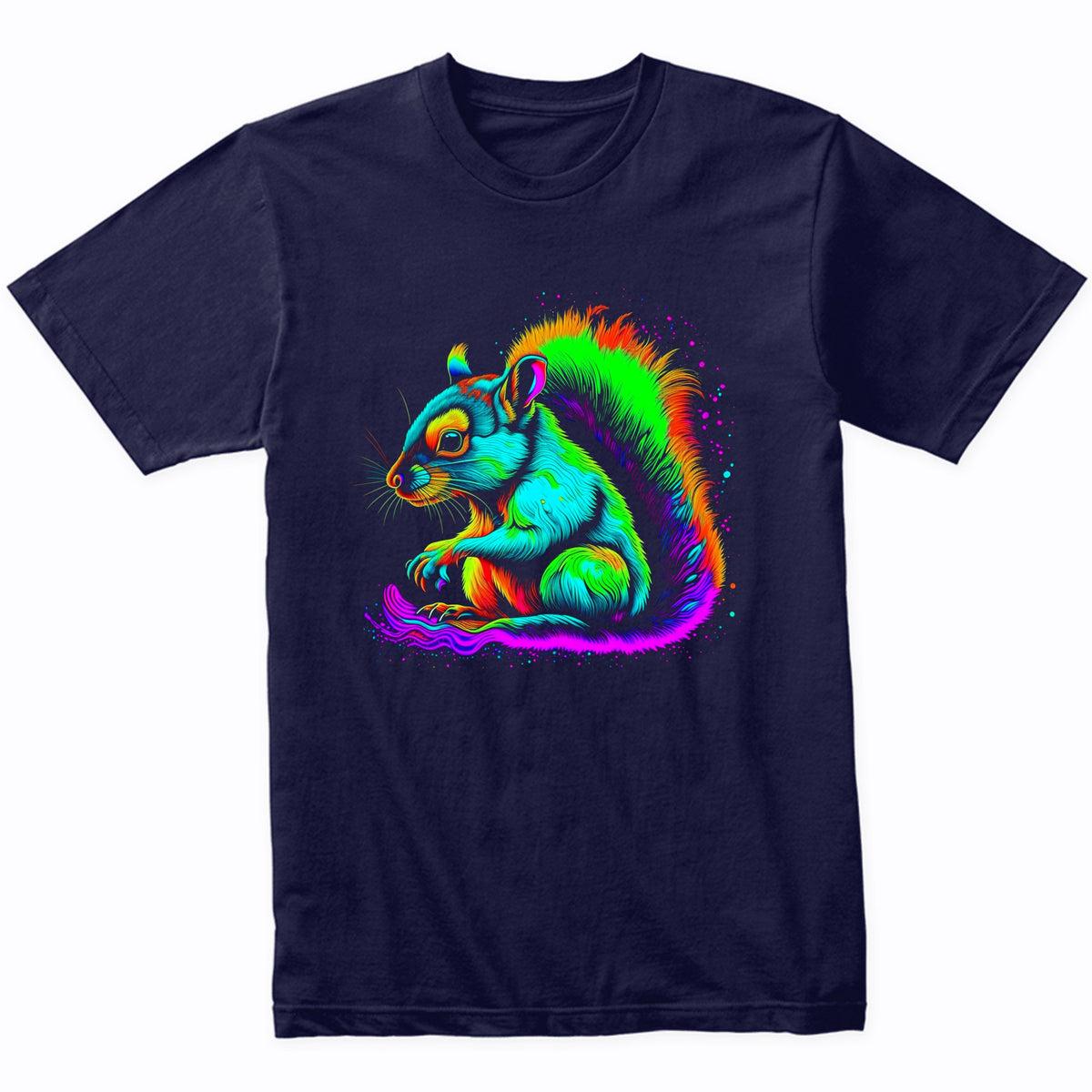 Colorful Bright Squirrel Vibrant Psychedelic Animal Art T-Shirt