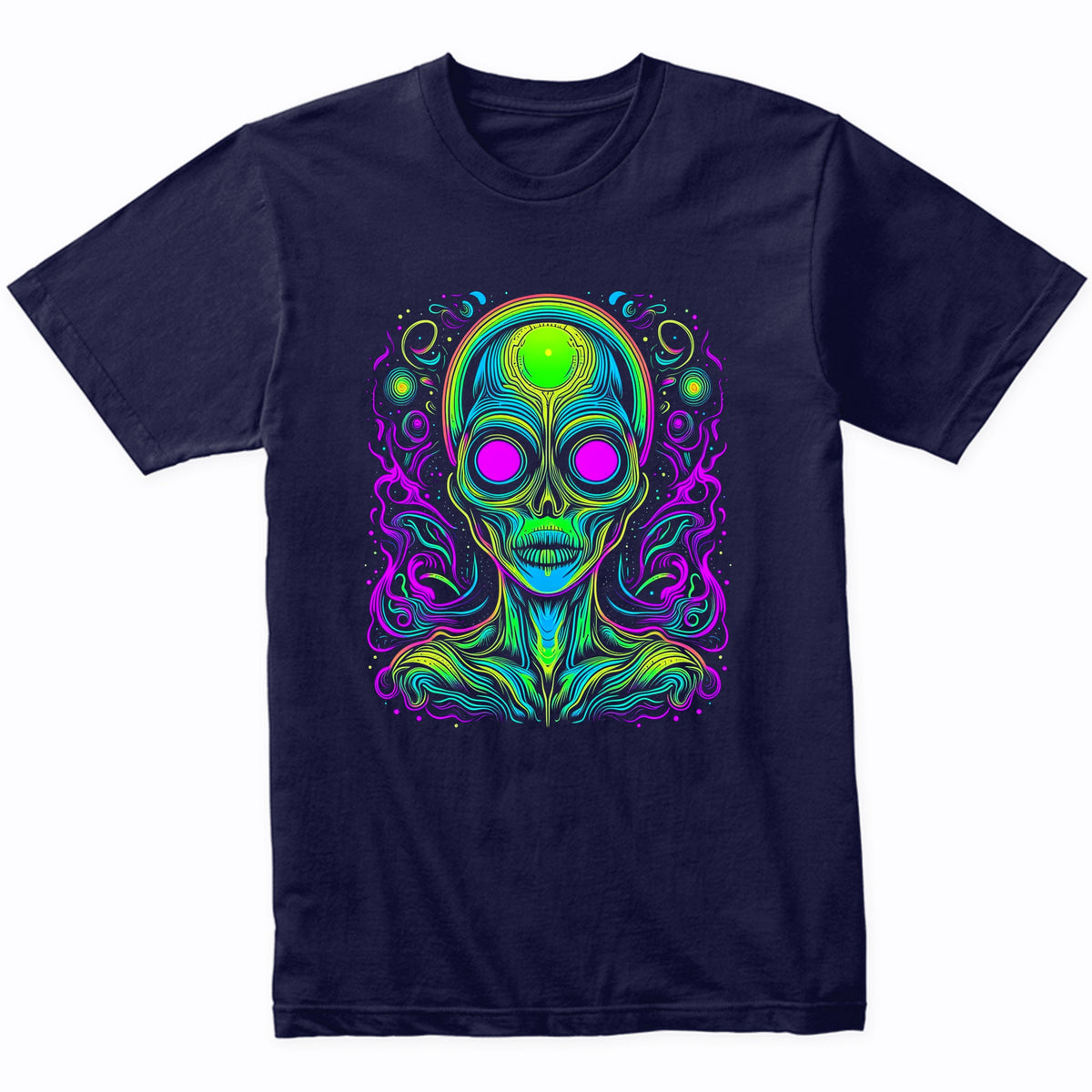 Colorful Bright Space Alien Vibrant Psychedelic Martian Art T-Shirt
