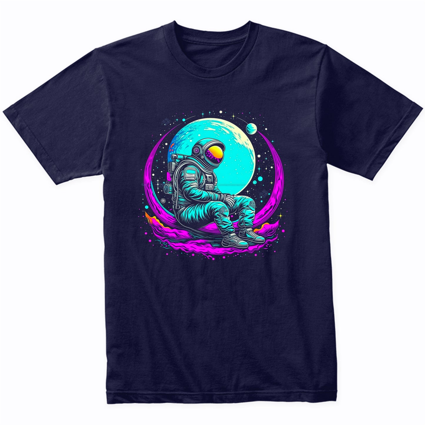 Colorful Bright Astronaut Vibrant Psychedelic Spaceman Art T-Shirt