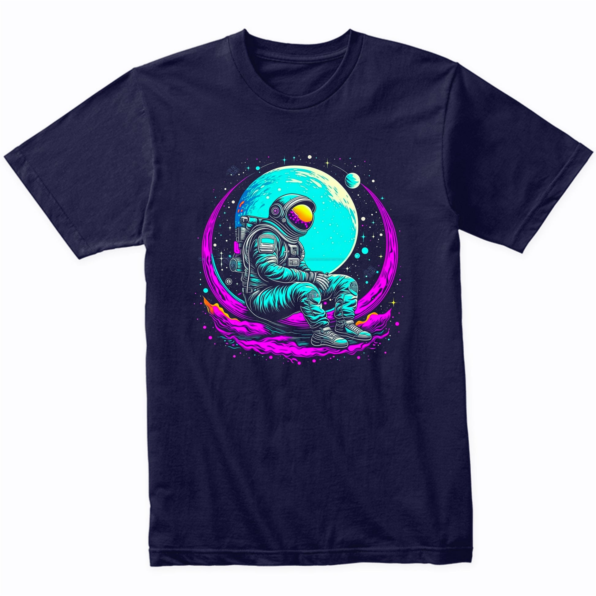 Colorful Bright Astronaut Vibrant Psychedelic Spaceman Art T-Shirt