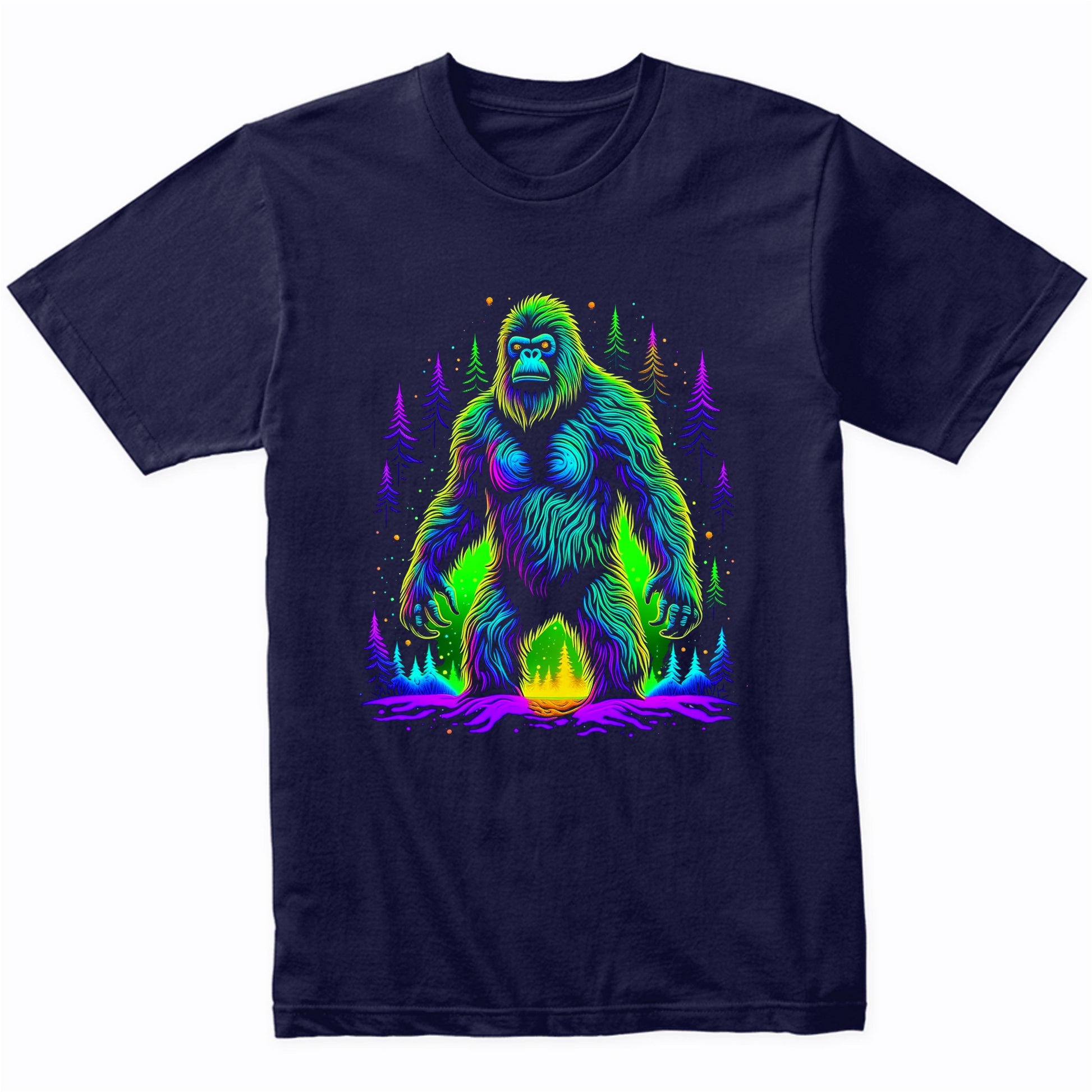 Colorful Bright Bigfoot Vibrant Psychedelic Sasquatch Art T-Shirt