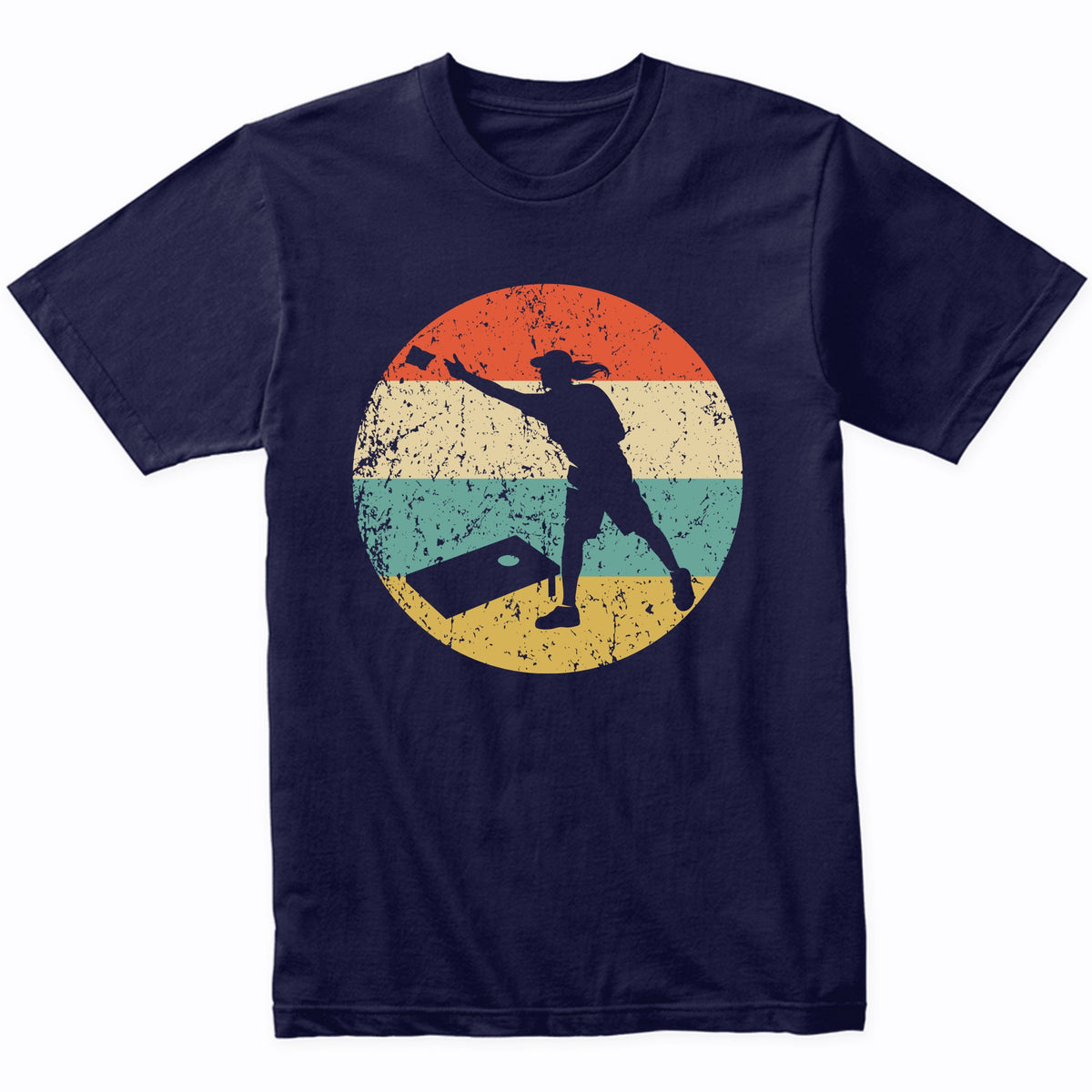 Retro Cornhole Toss Female Athlete Girls Sports T-Shirt