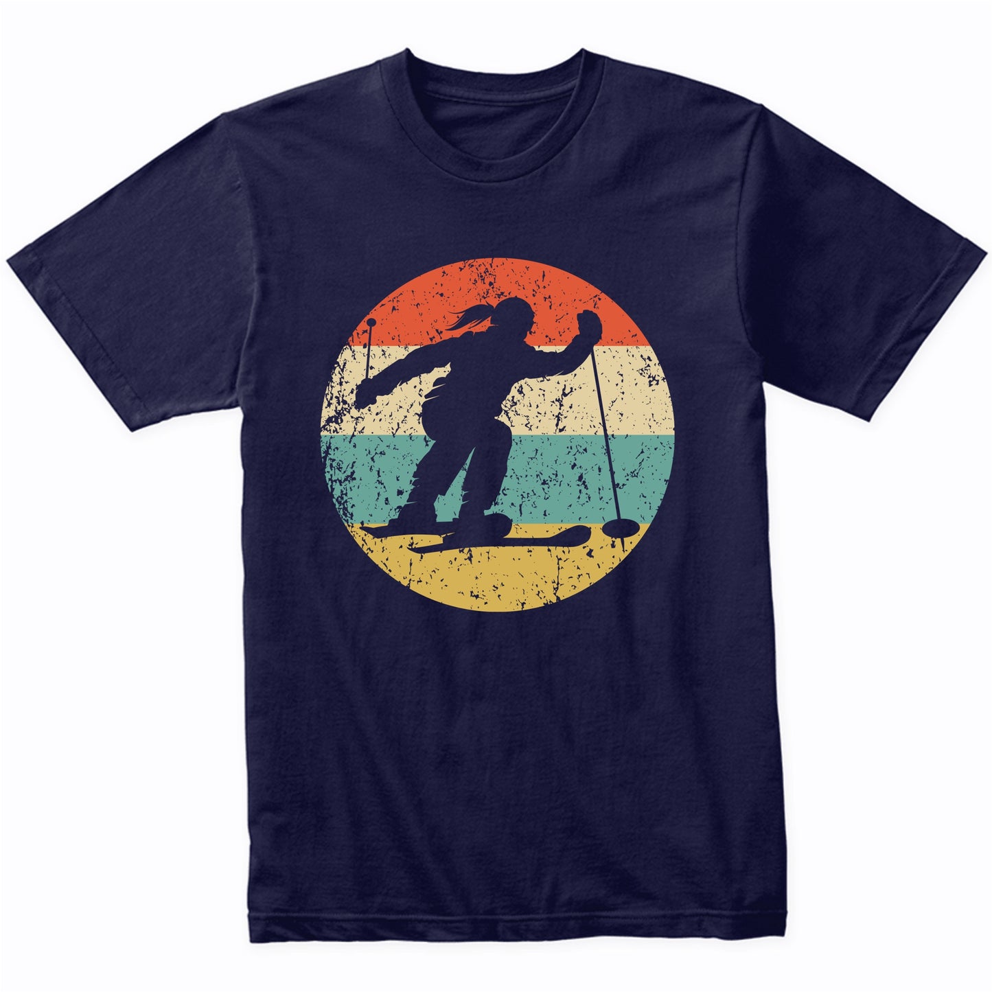 Retro Skier Female Athlete Skiing Girls Sports T-Shirt