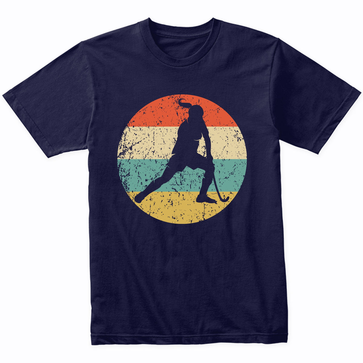 Retro Field Hockey Player Female Athlete Girls Sports T-Shirt