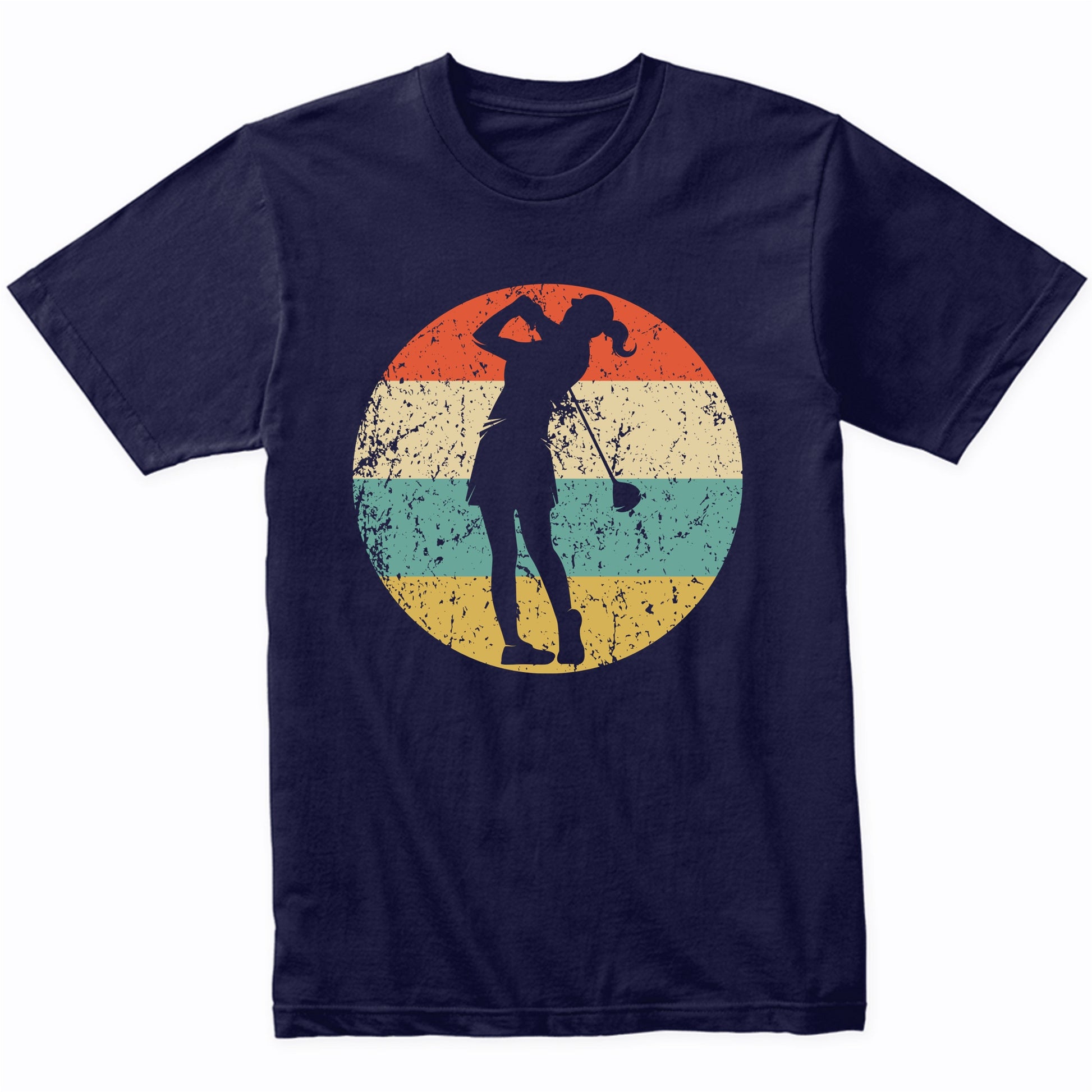 Retro Golfer Female Athlete Golf Golfing Girls Sports T-Shirt