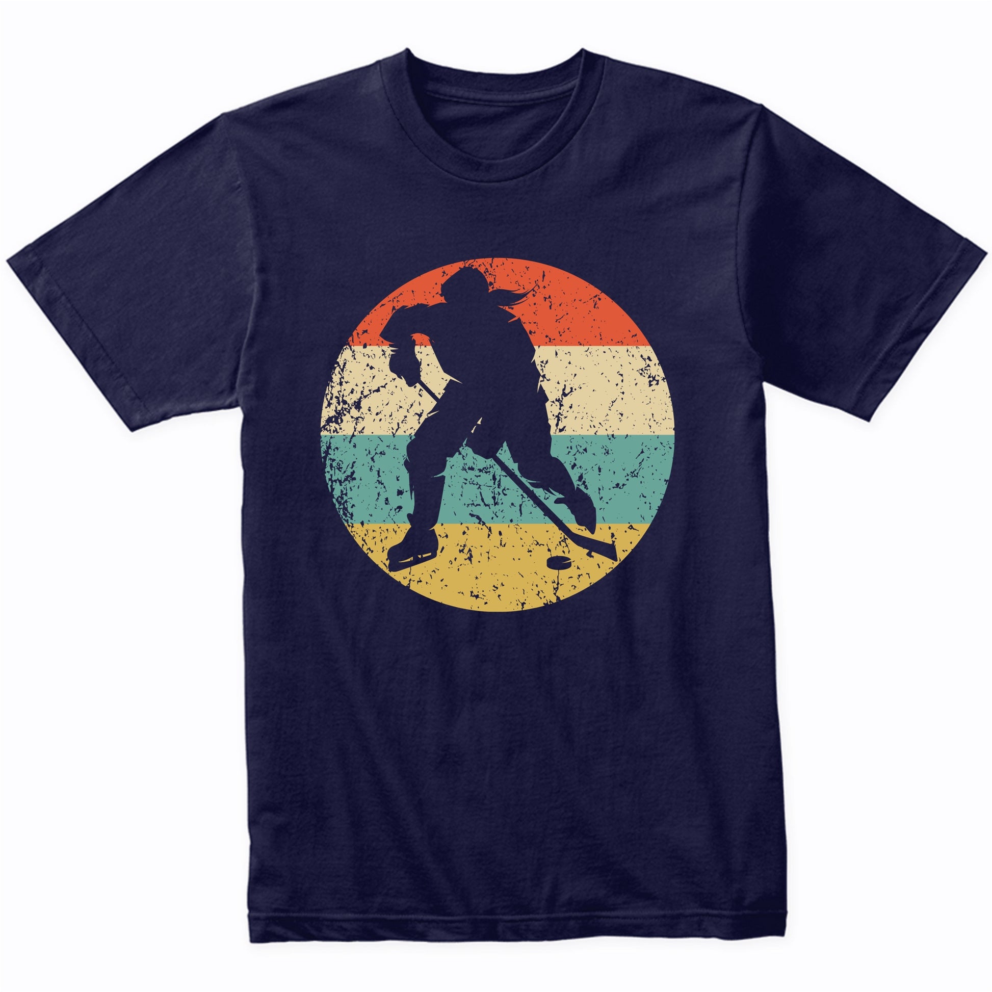 Retro Hockey Player Female Athlete Girls Sports T-Shirt