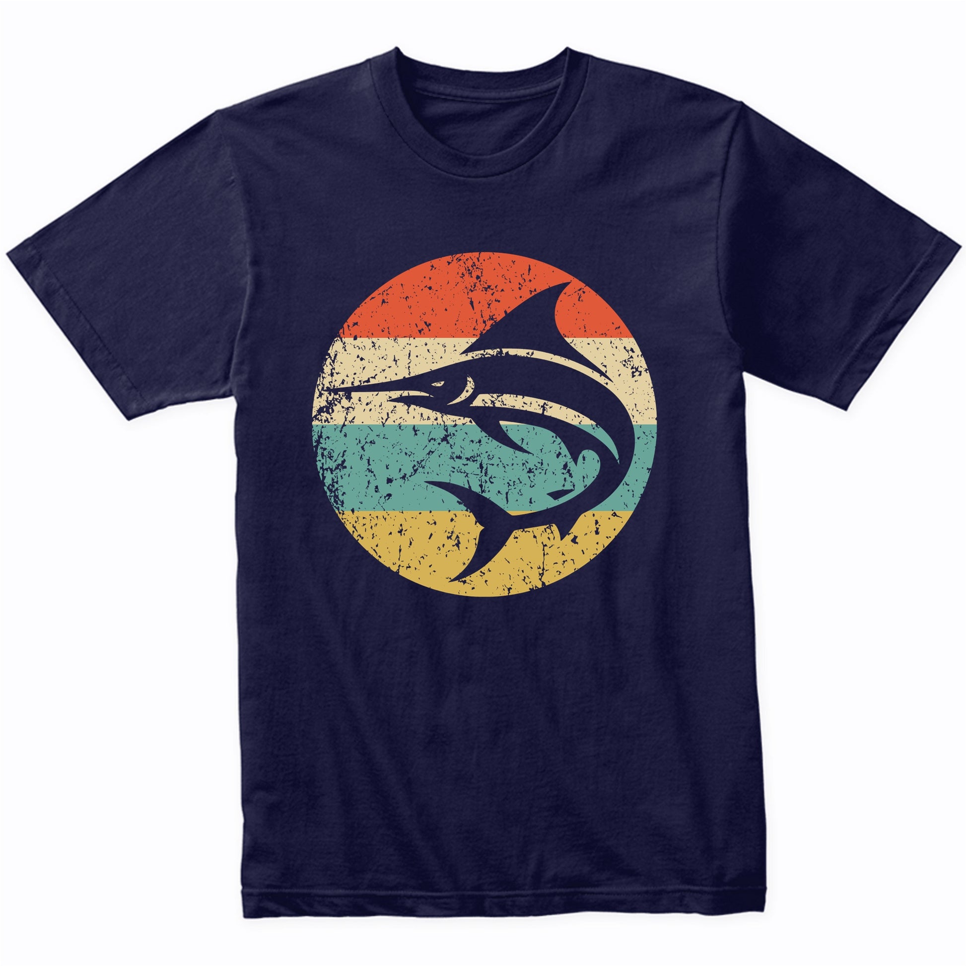 Retro Marlin Swordfish Vintage Style Ocean Big Game Fishing T-Shirt