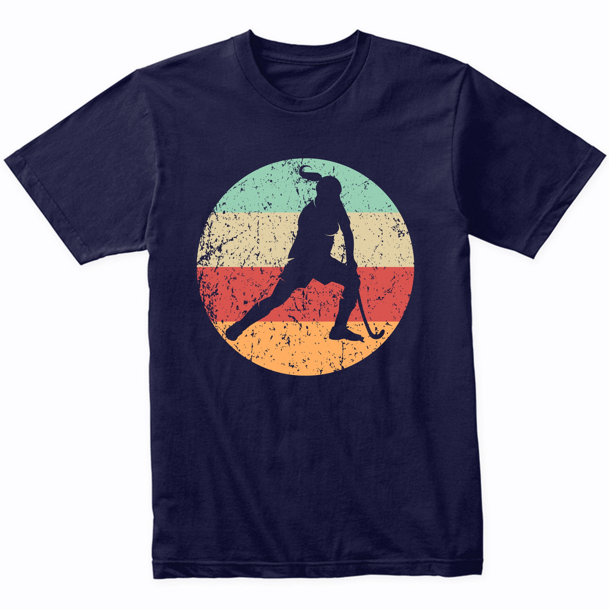 Retro Field Hockey Player Female Athlete Girls Sports T-Shirt